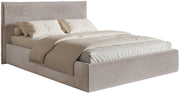 Gepolstertes Bett 160x200 cm Softie Slim, grau-brauner Velours, wasserabweisend