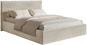 Polsterbett 180x200 cm Softie Slim mit Stauraum, beige, wasserabweisender Samt, Metallrahmen