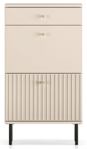 Schuhschrank Caletto 55 cm mit Schublade, dekorative Lamellen, beige