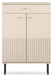 Schuhschrank Caletto 68 cm mit Schublade, dekorative Lamellen, beige