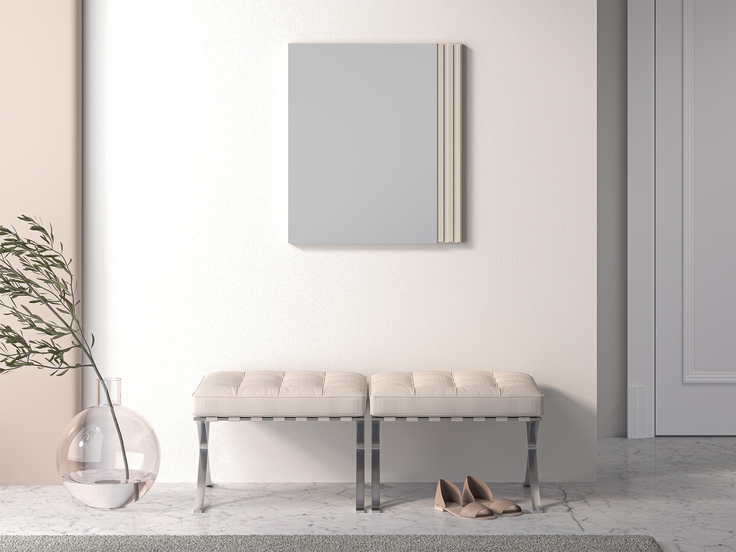 Wandspiegel Caletto 61x53 cm dekorative beige Lamellen