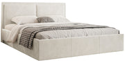 Polsterbett 140x200 cm Soave II mit Stauraum und Metallrahmen, cremefarbener Samt
