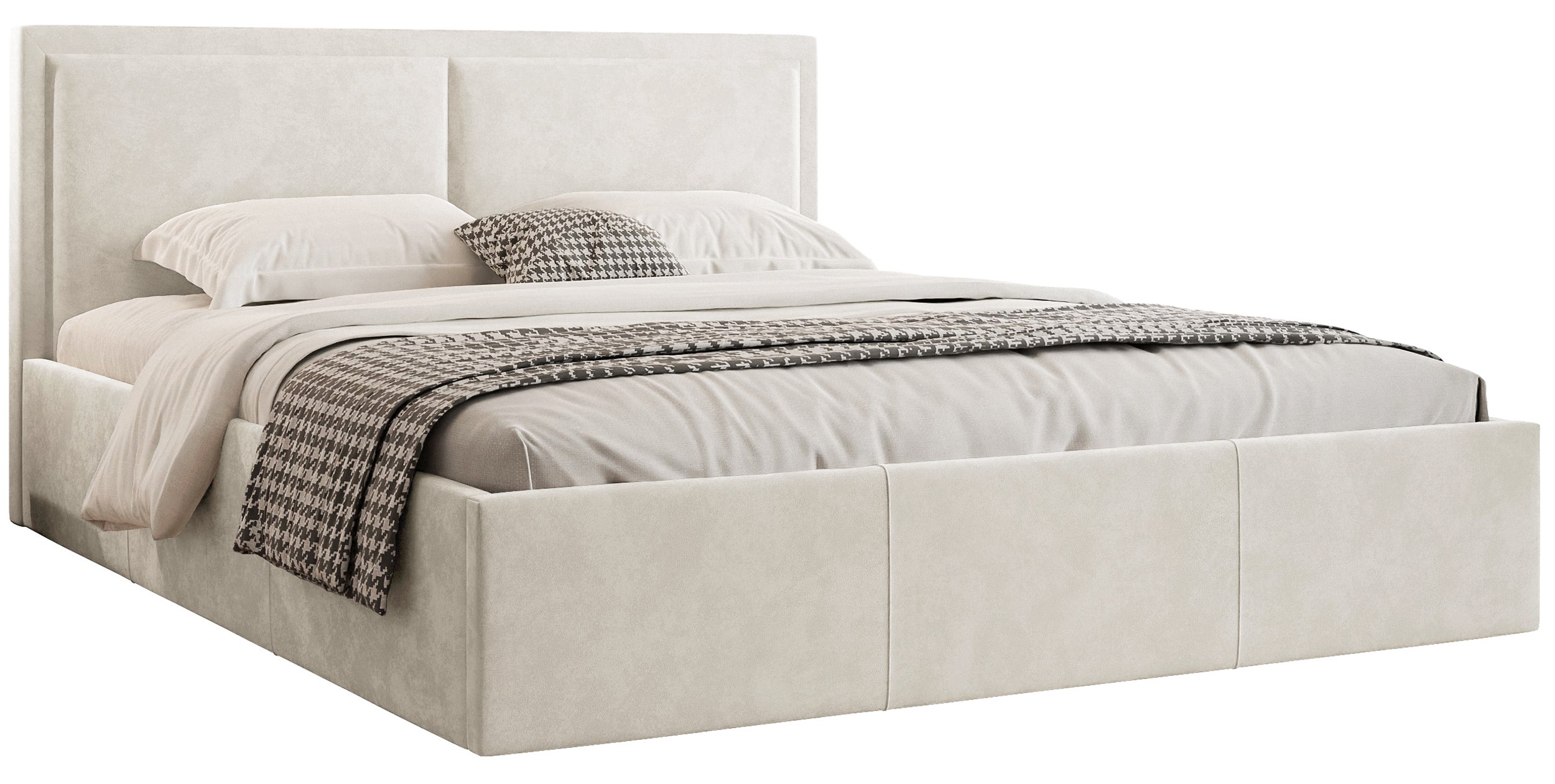 Polsterbett 180x200 cm Soave II mit Stauraum und Metallrahmen, cremefarbener Samt