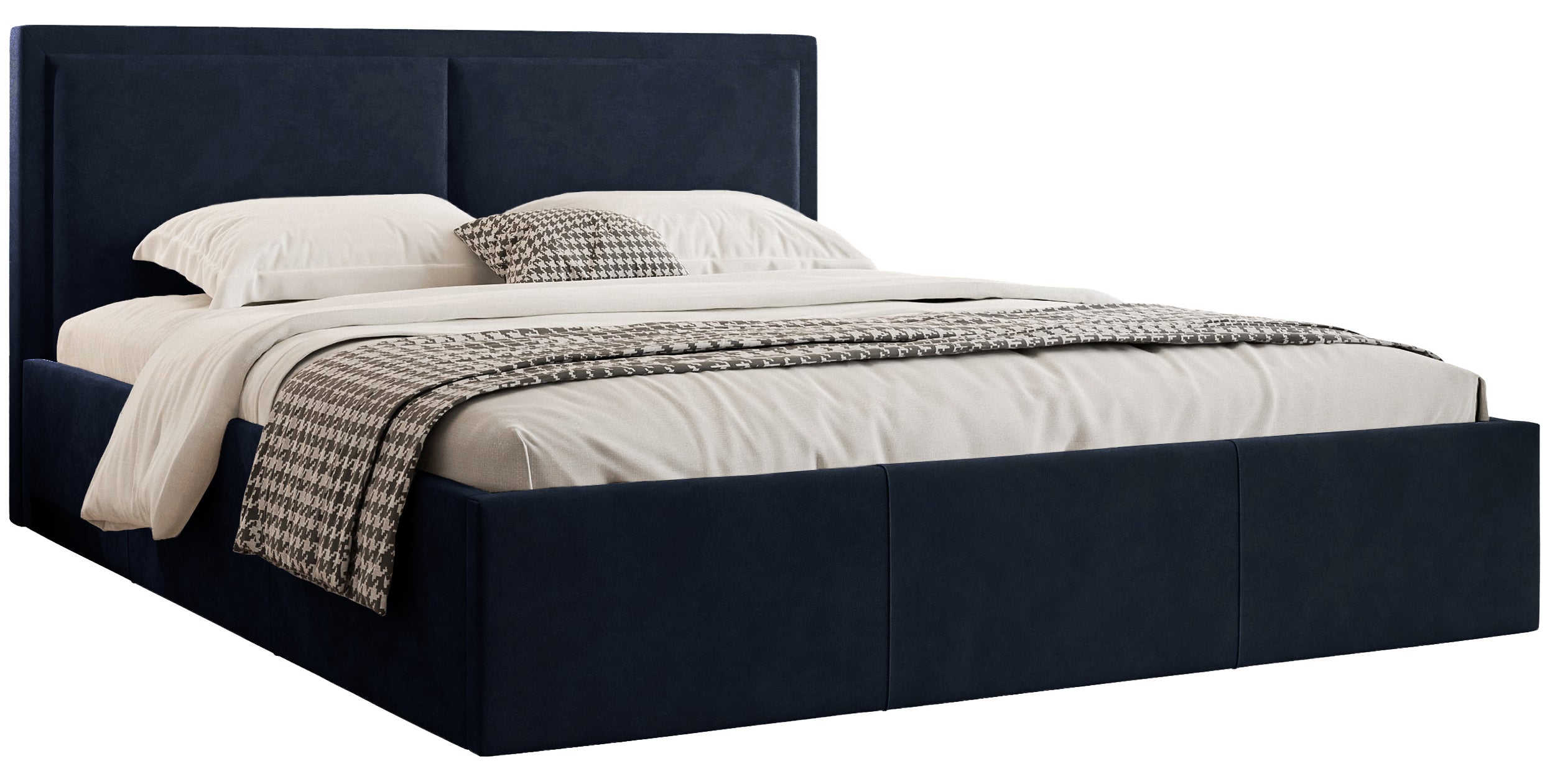 Polsterbett 180x200 cm Soave II mit Stauraum und Metallrahmen, dunkelblauer Samt