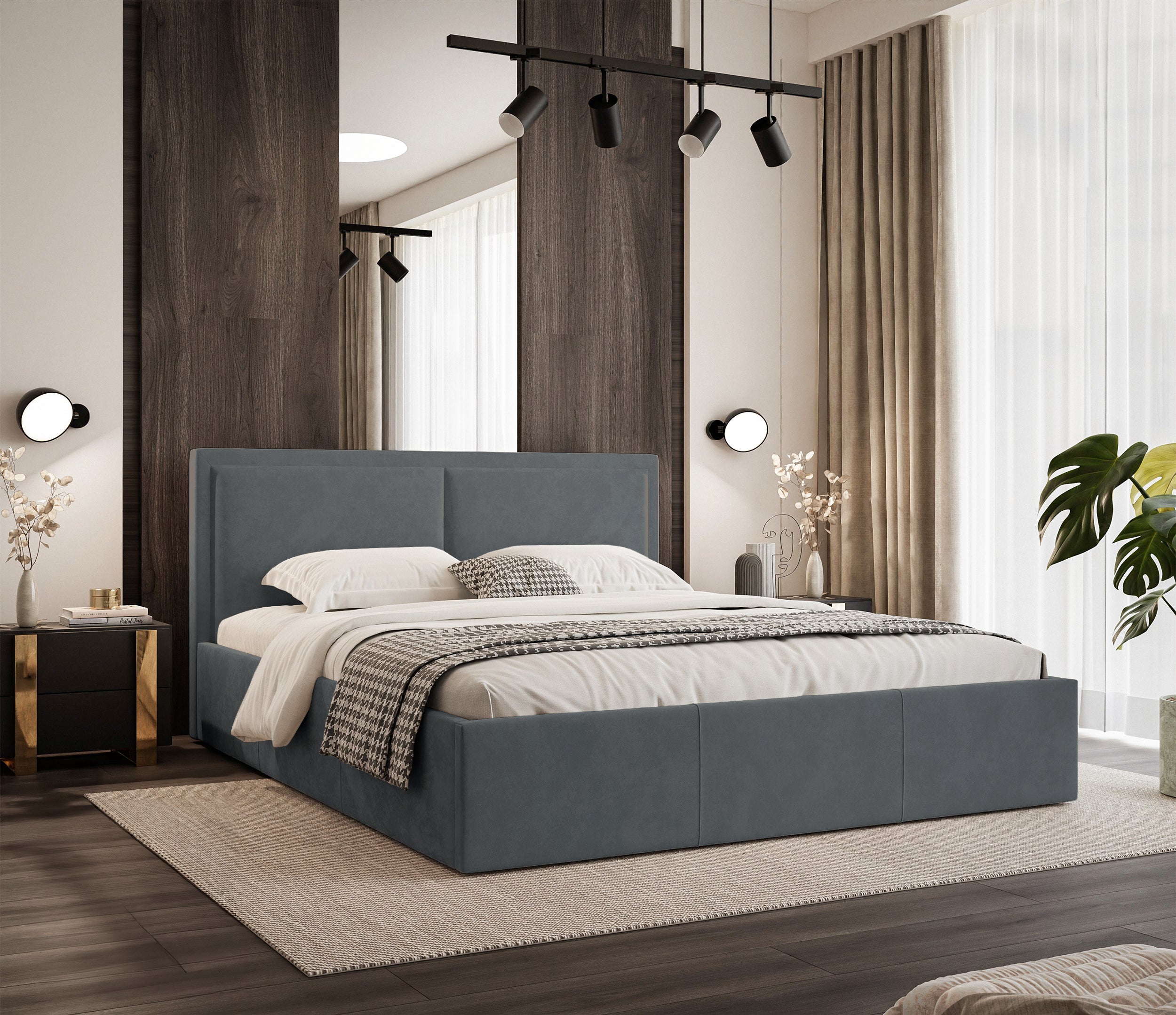 Polsterbett 180x200 cm Soave II mit Stauraum und Metallrahmen, Stahlvelours