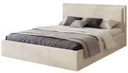 Polsterbett 140x200 cm Soave mit Stauraum und Metallrahmen, cremefarbener Samt