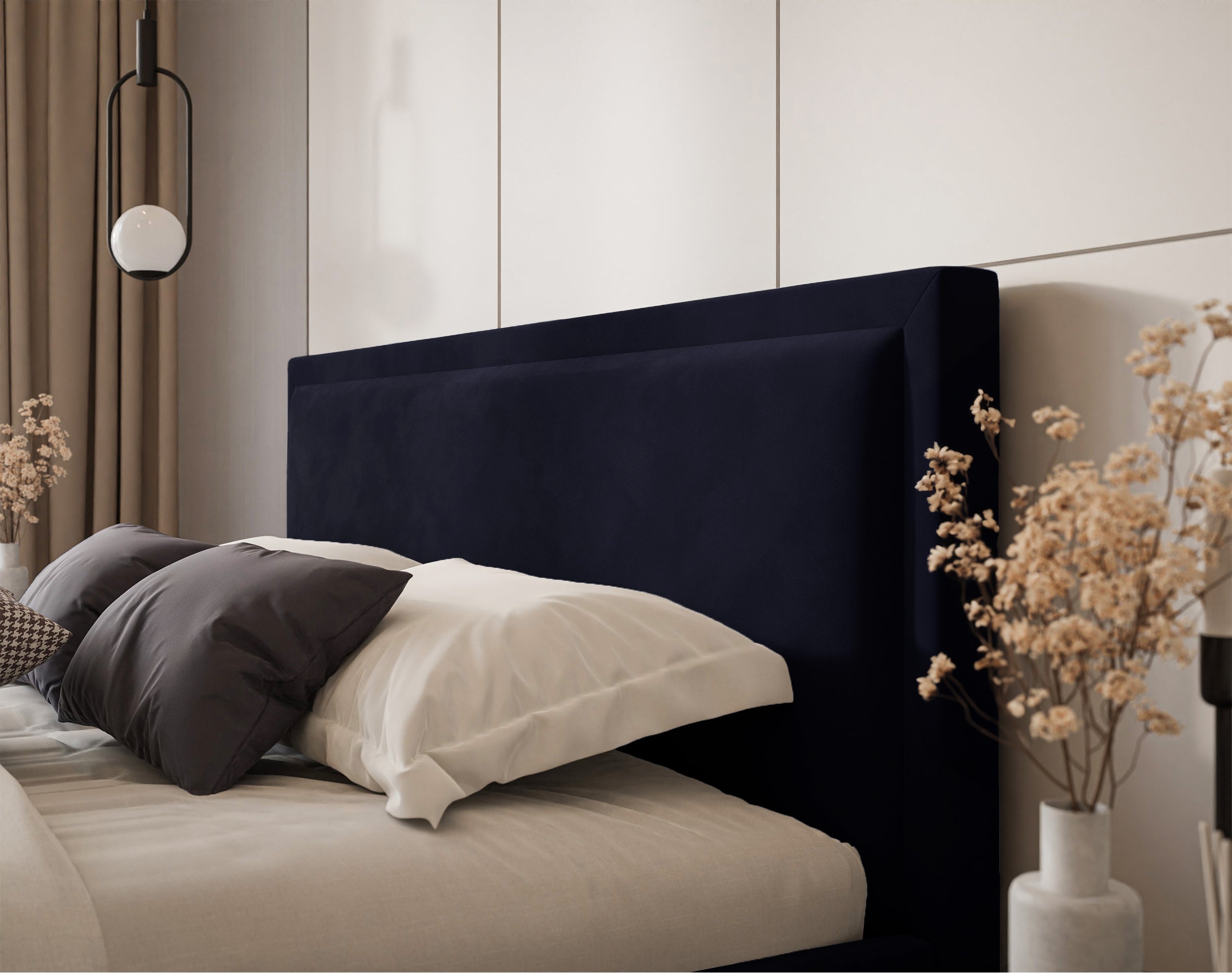 Polsterbett 180x200 cm Soave mit Stauraum und Metallrahmen, samt in Marineblau