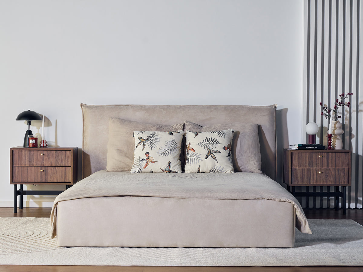 Polsterbett 140x200 cm Softie mit Stauraum, beige, wasserabweisender S – Selsey EU