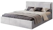 Gepolstertes Bett 160x200 cm Soave mit Stauraum und Metallrahmen, hellgrauer Samt
