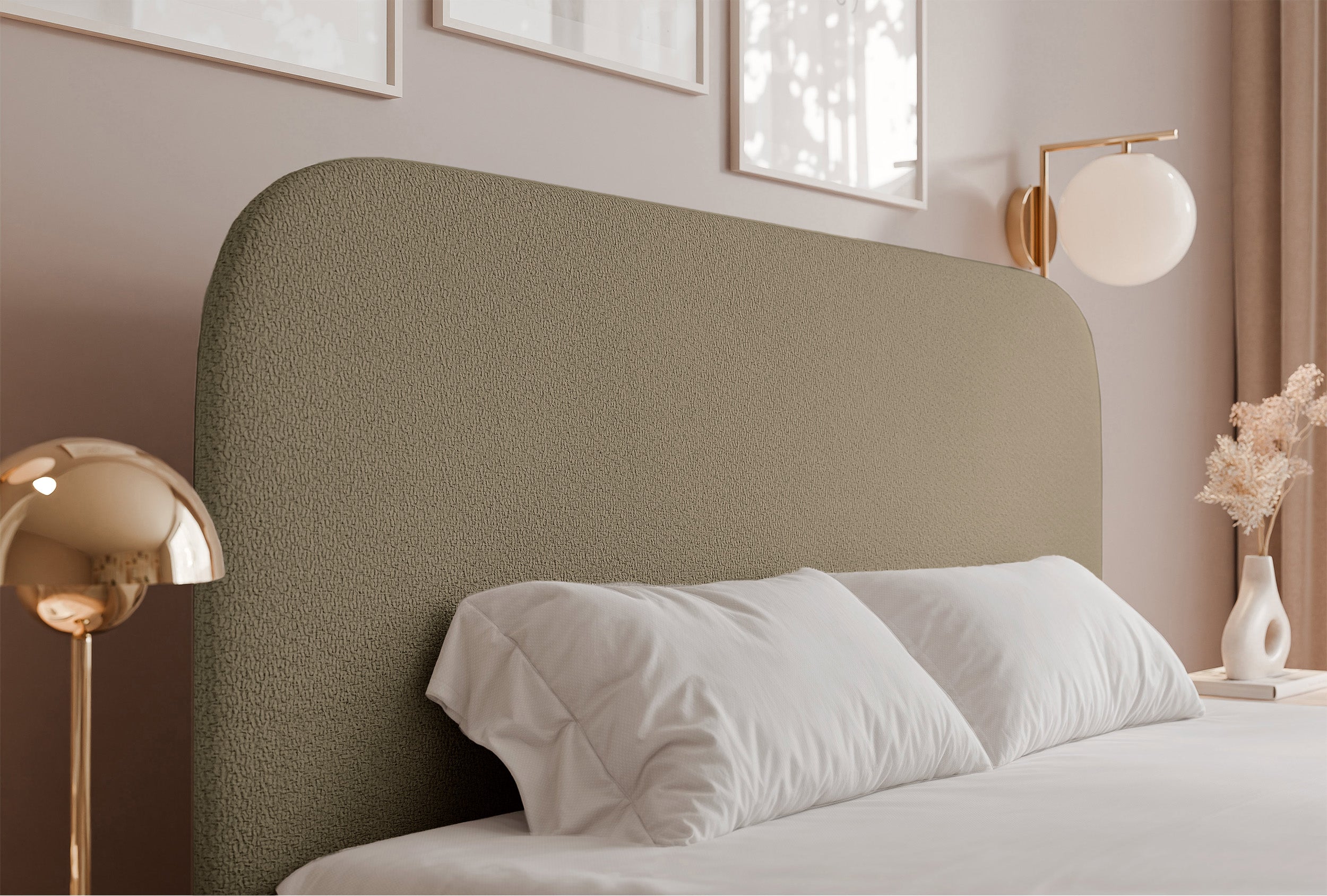 Polsterbett 180x200 cm Sonvivo mit Bettkasten, dunkelbeiger Chenille-Bezug, Metallrahmen