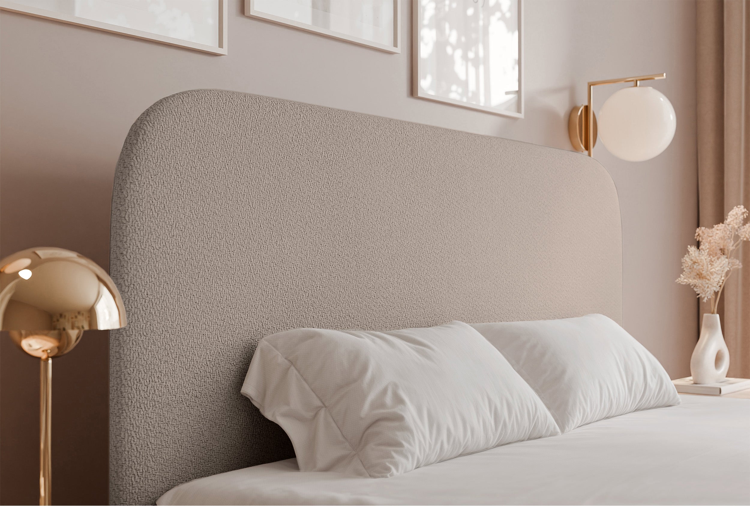 Polsterbett 180x200 cm Sonvivo mit Bettkasten, beige Chenille, Metallrahmen
