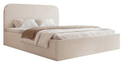 Polsterbett 140x200 cm Sonvivo mit Bettkasten, cremefarbenes Bouclé, Metallrahmen