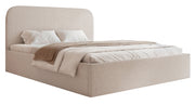 Gepolstertes Bett 140x200 cm Sonvivo mit Bettkasten, grau-beiger Bouclé-Stoff, Metallrahmen