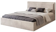 Polsterbett 160x200 cm Soave mit Stauraum und Metallrahmen, hellbeiger Samt