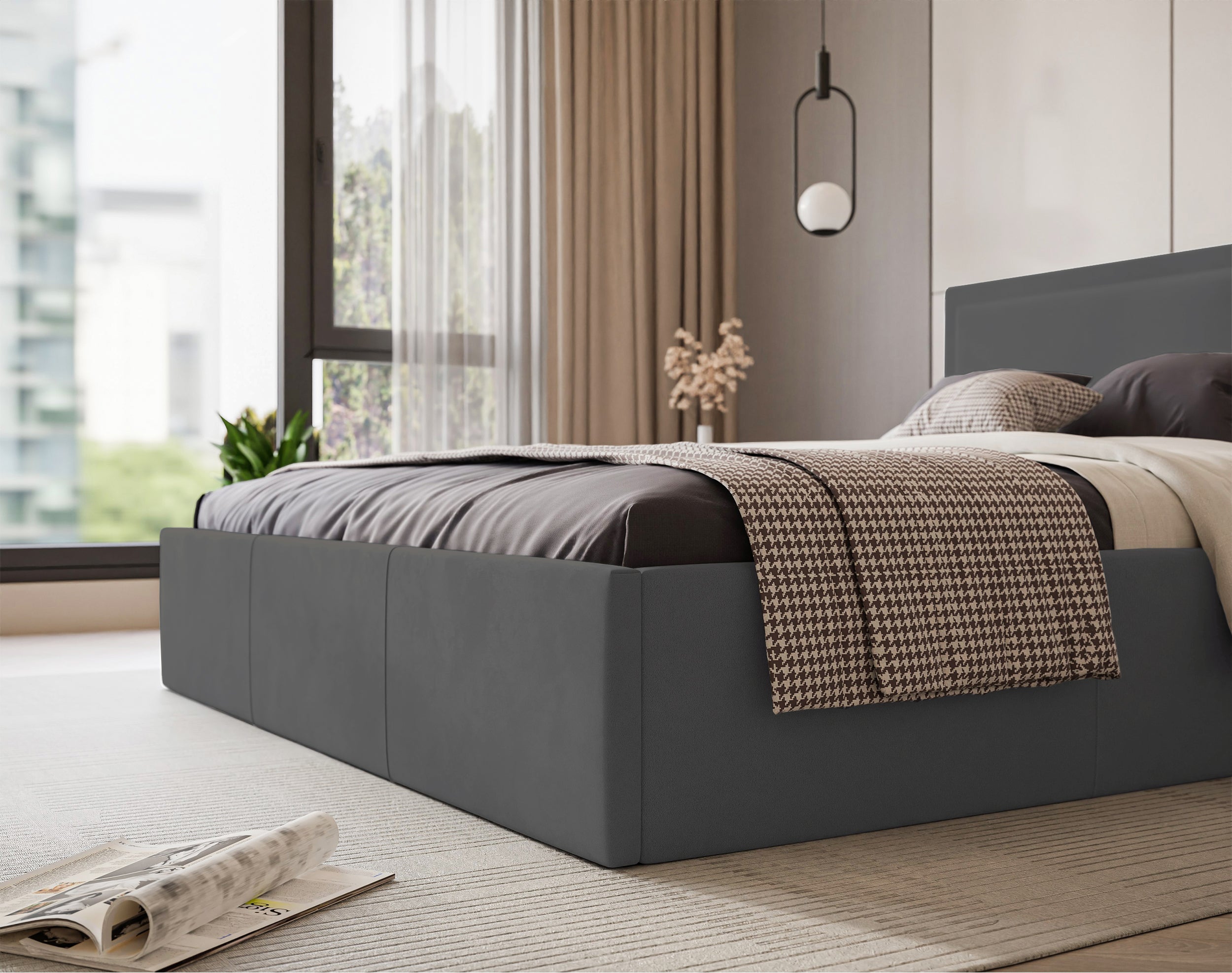 Polsterbett 140x200 cm Soave mit Stauraum und Metallrahmen, Stahlvelours