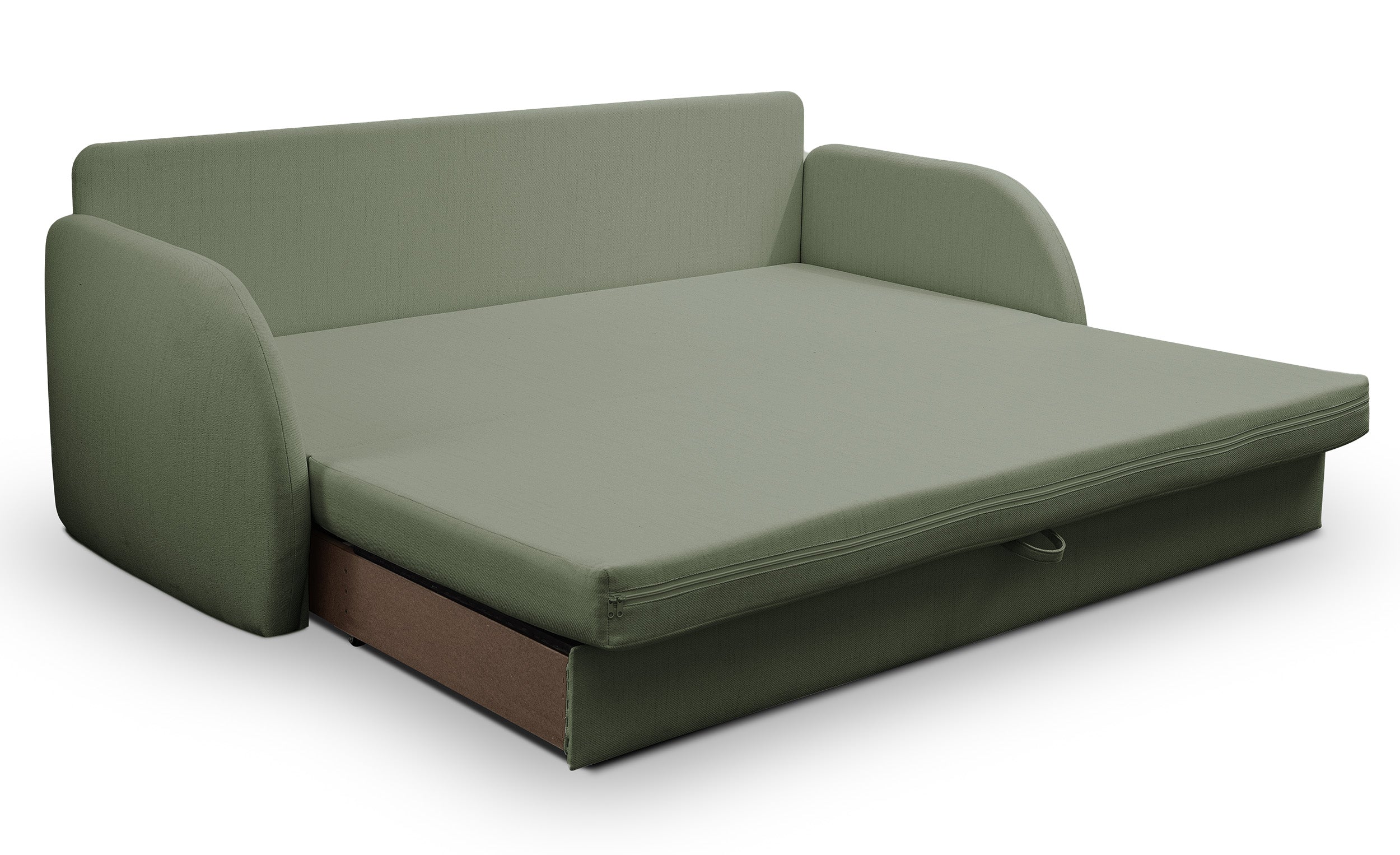 Dreisitziges ausklappbares Sofa Diego in Salbeigrün, Geflecht