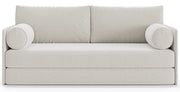 Dreisitziges ausklappbares Sofa Estano in Creme mit Flechtmuster
