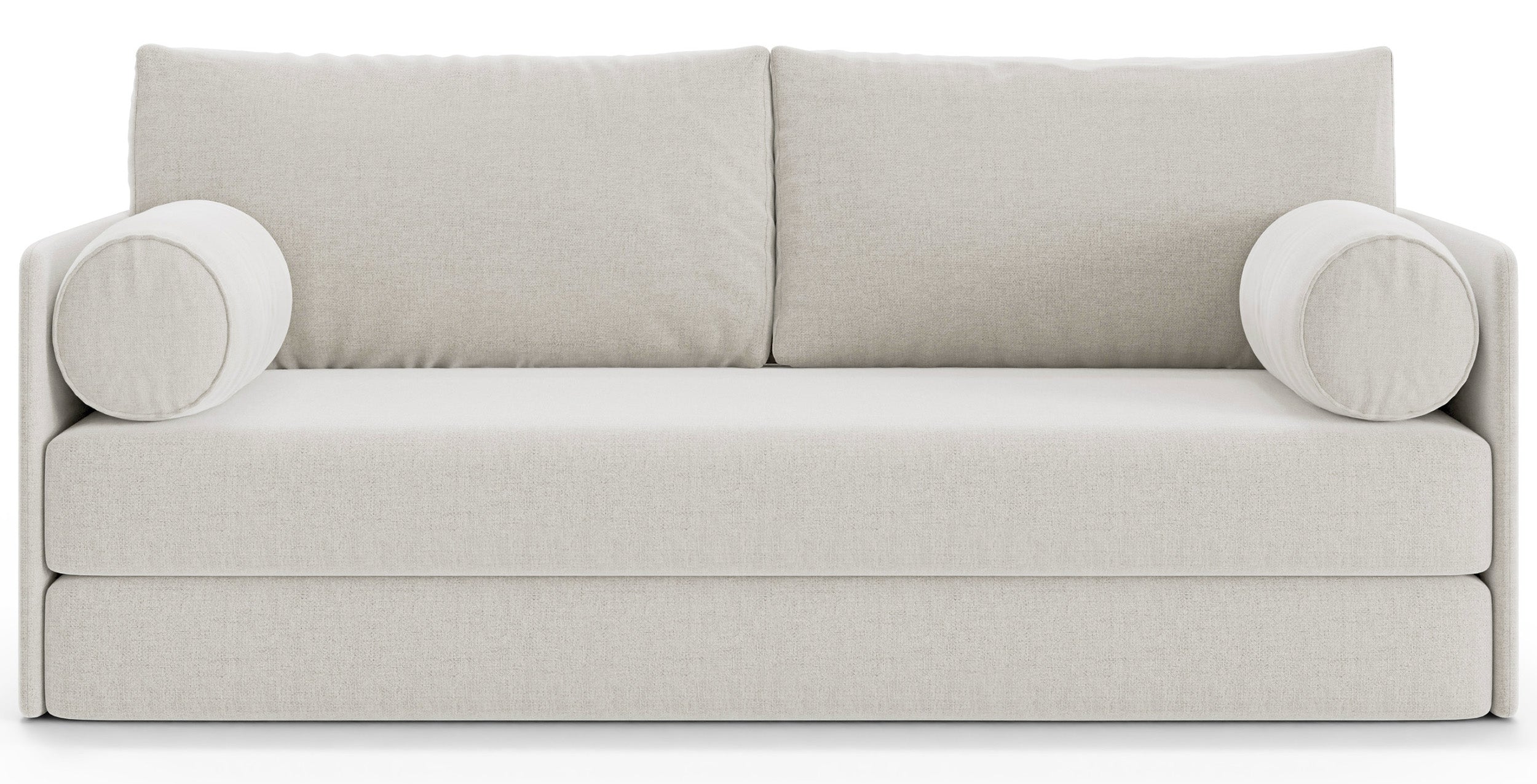 Dreisitziges ausklappbares Sofa Estano in Creme mit Flechtmuster