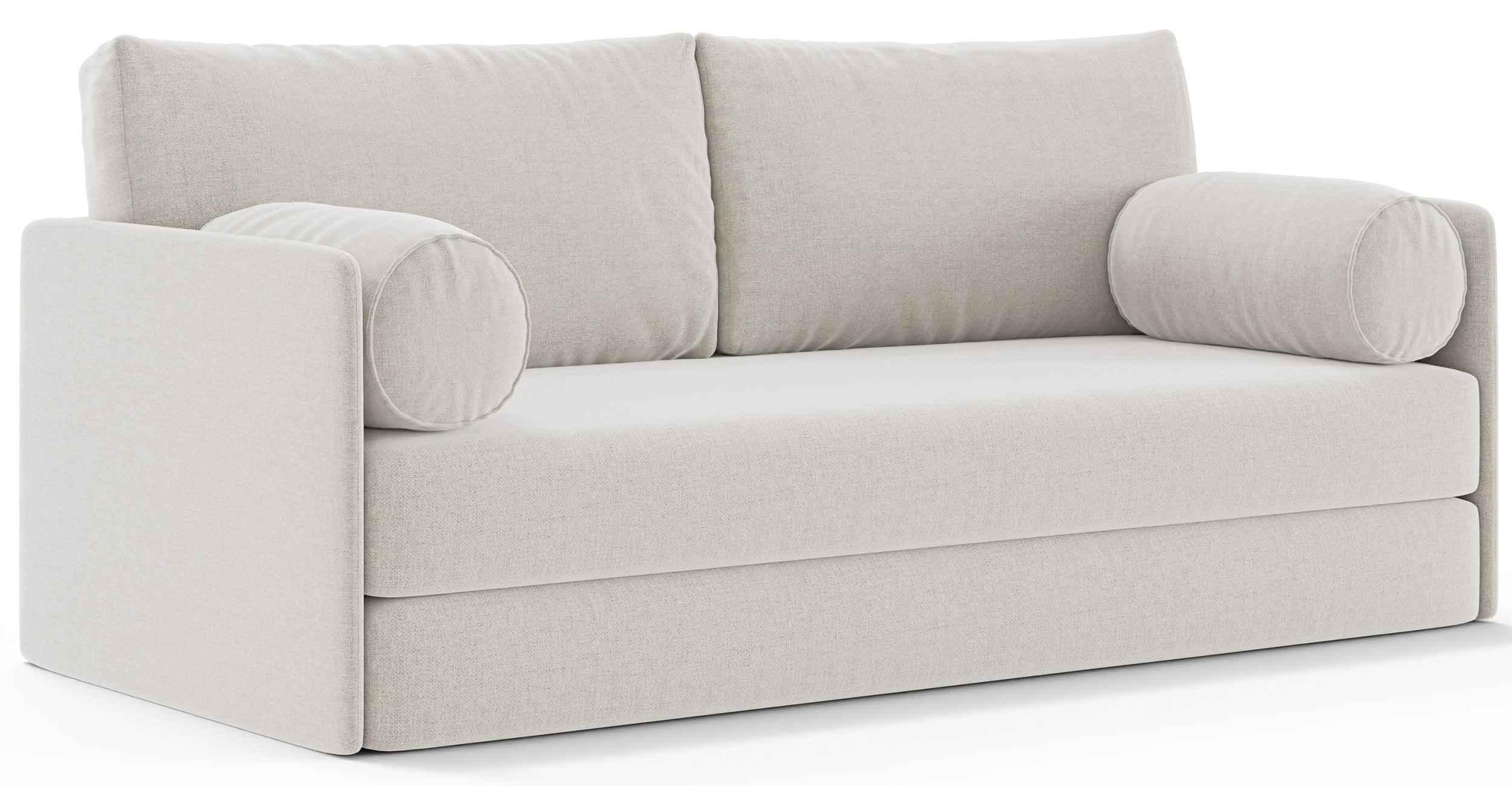 Dreisitziges ausklappbares Sofa Estano in Creme mit Flechtmuster