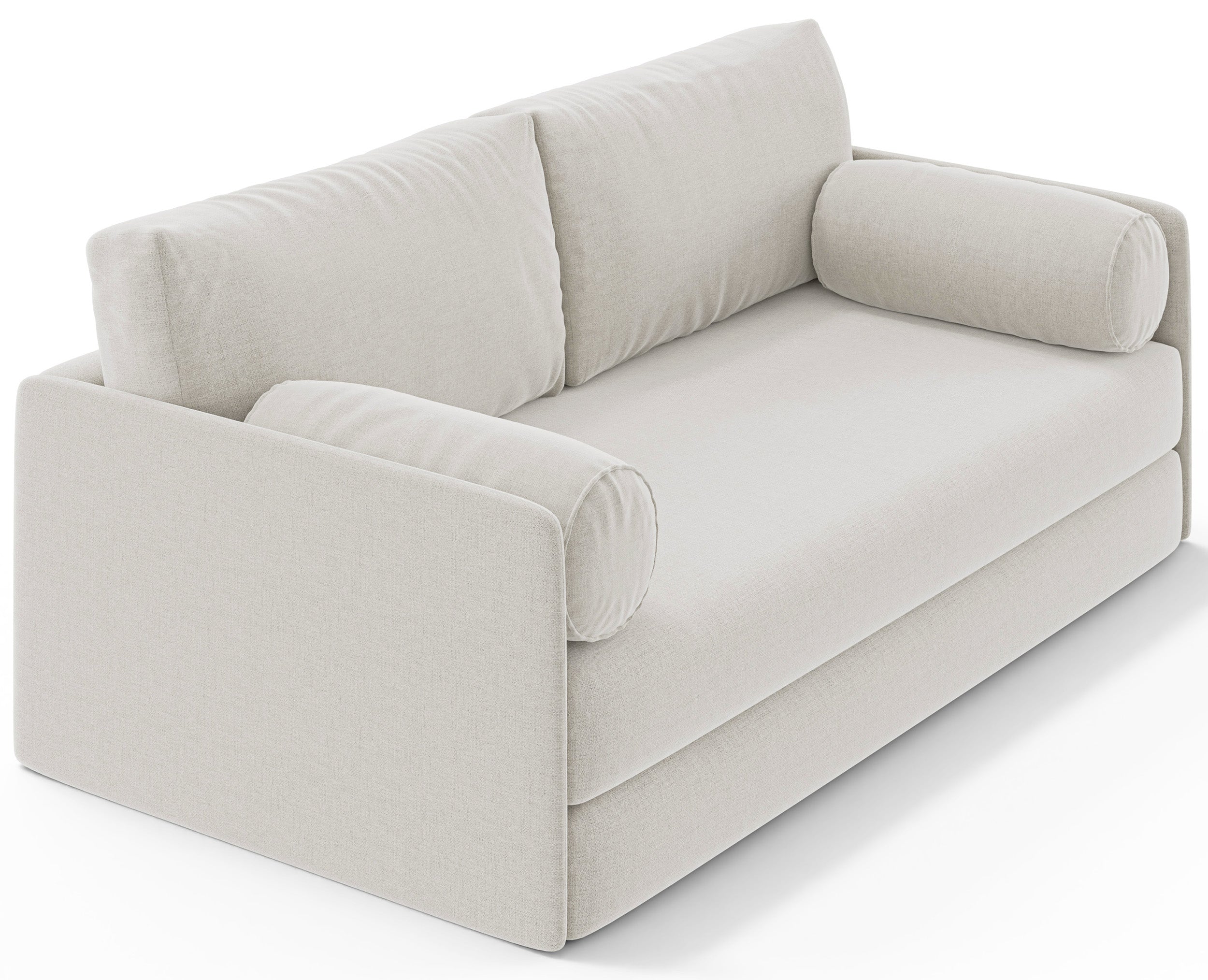 Dreisitziges ausklappbares Sofa Estano in Creme mit Flechtmuster