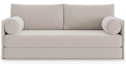 Dreisitziges ausklappbares Sofa Estano in hellem Beige, Geflecht