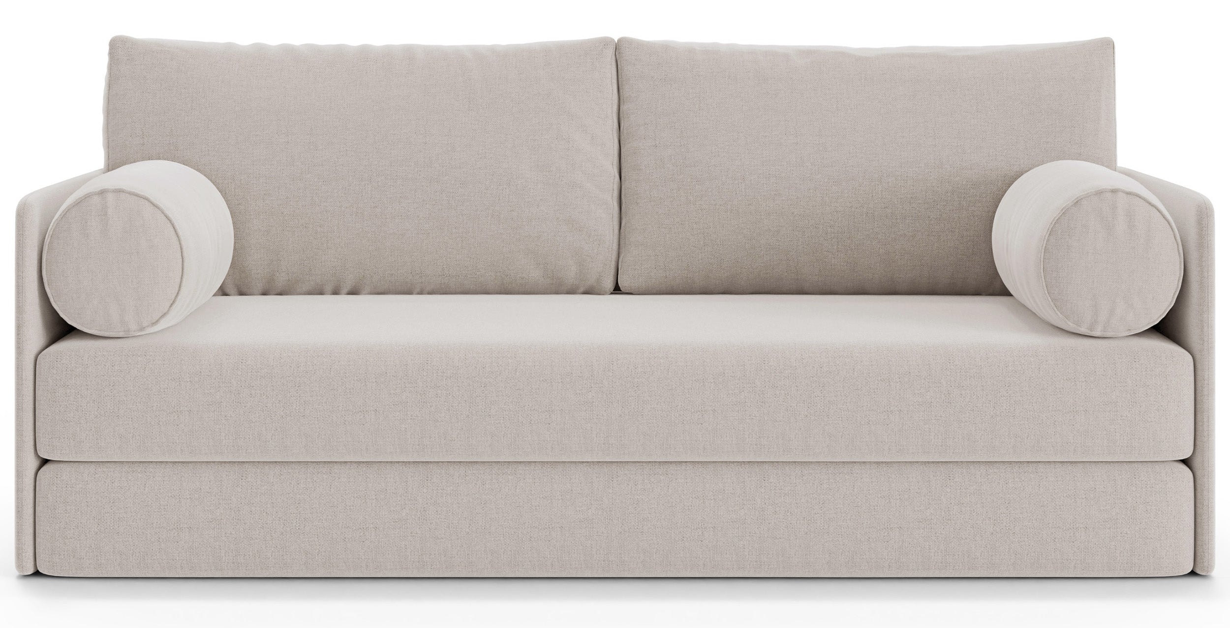 Dreisitziges ausklappbares Sofa Estano in hellem Beige, Geflecht