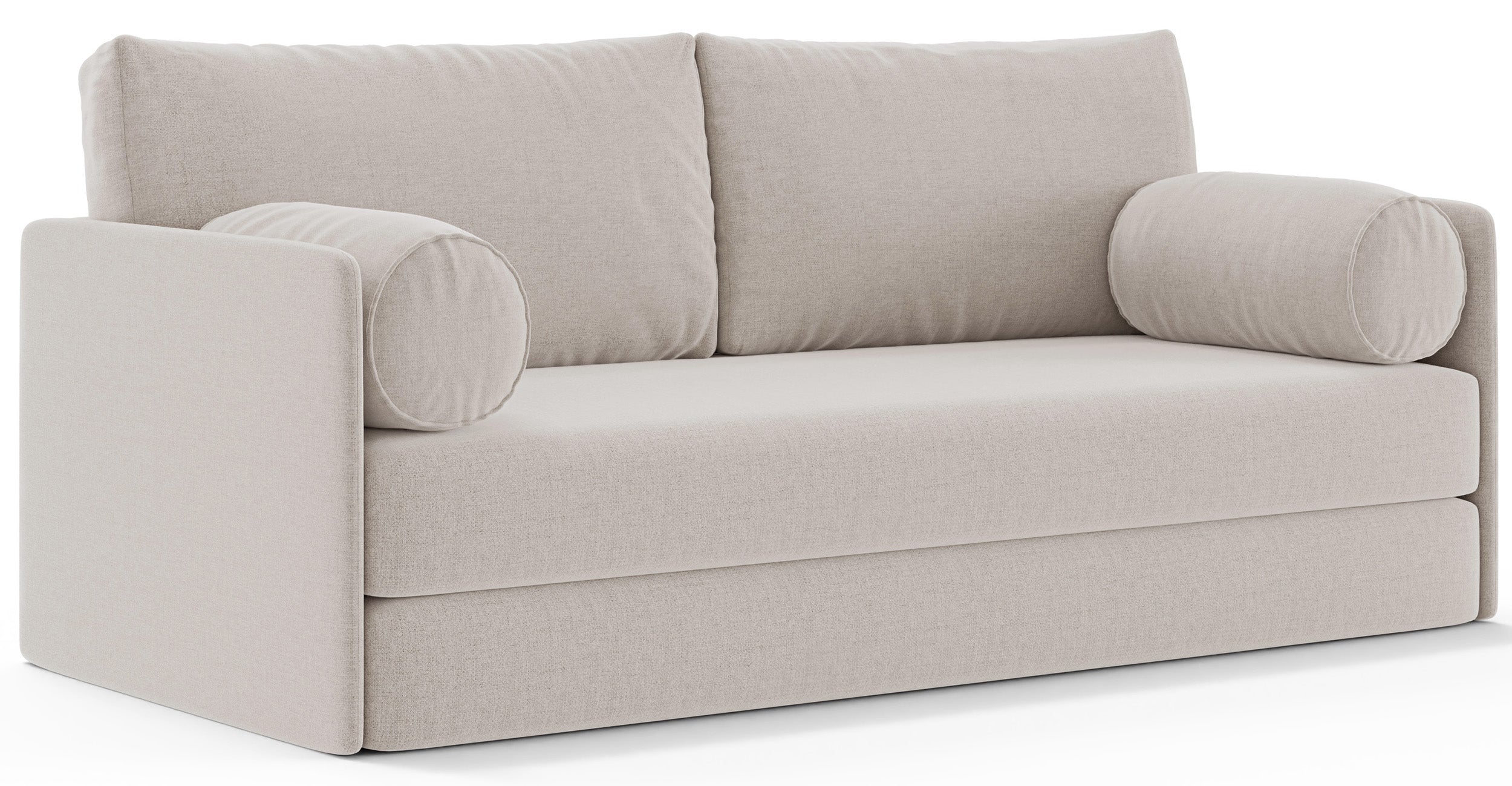 Dreisitziges ausklappbares Sofa Estano in hellem Beige, Geflecht