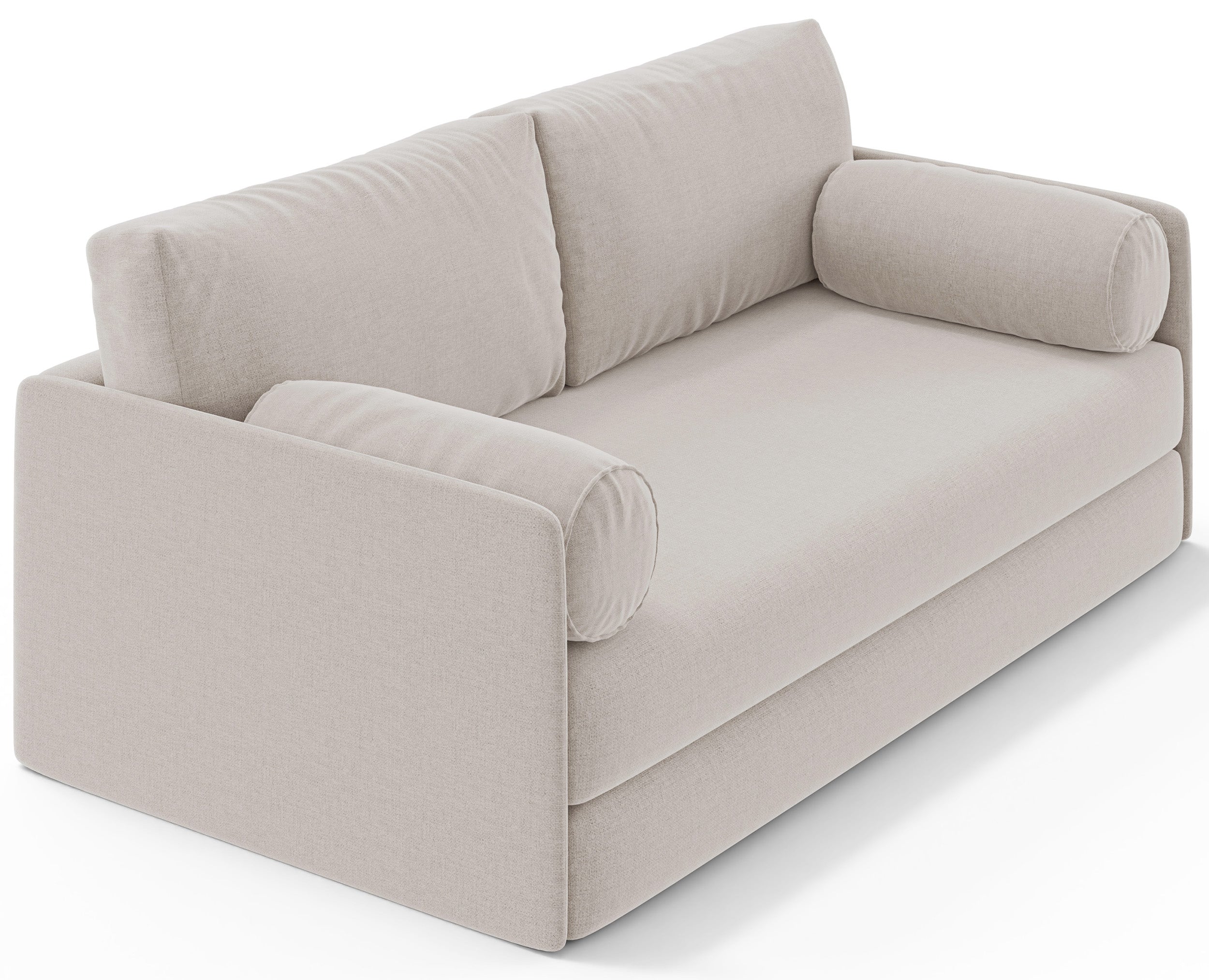 Dreisitziges ausklappbares Sofa Estano in hellem Beige, Geflecht