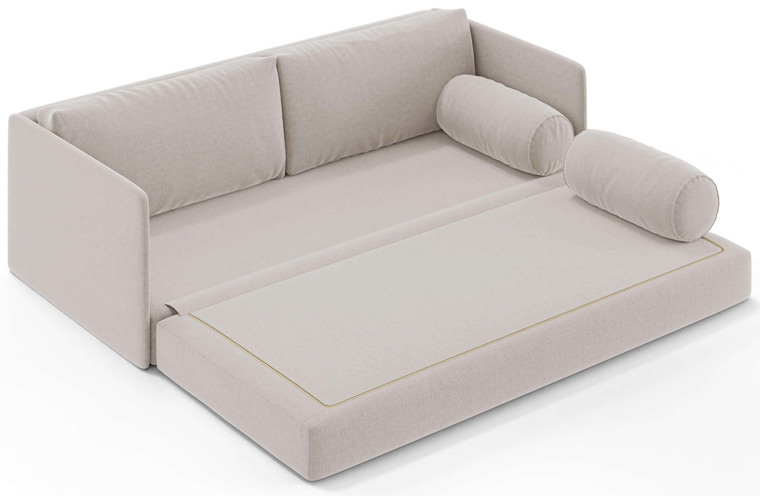 Dreisitziges ausklappbares Sofa Estano in hellem Beige, Geflecht