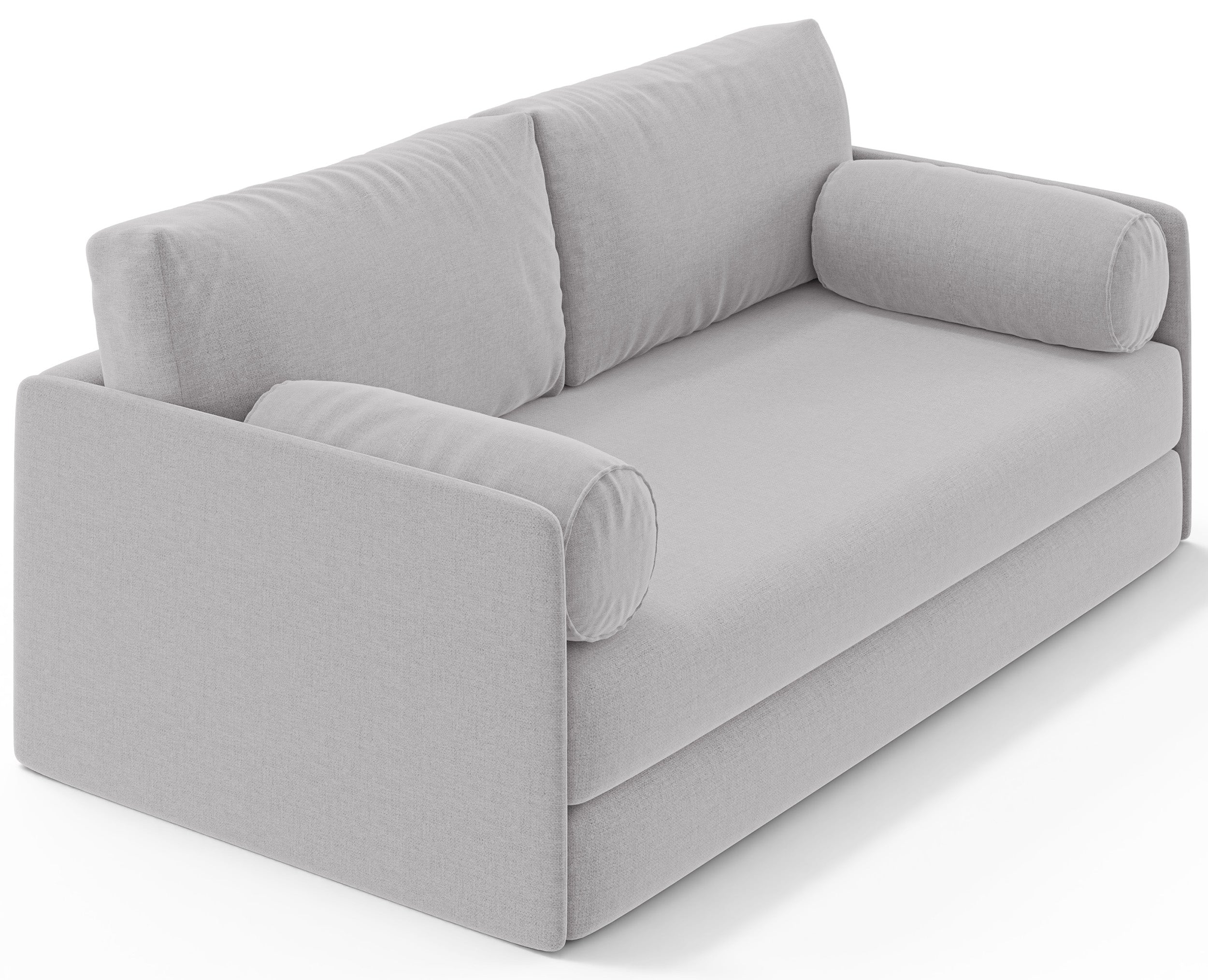 Dreisitziges ausklappbares Sofa Estano in hellgrauem Flechtmuster