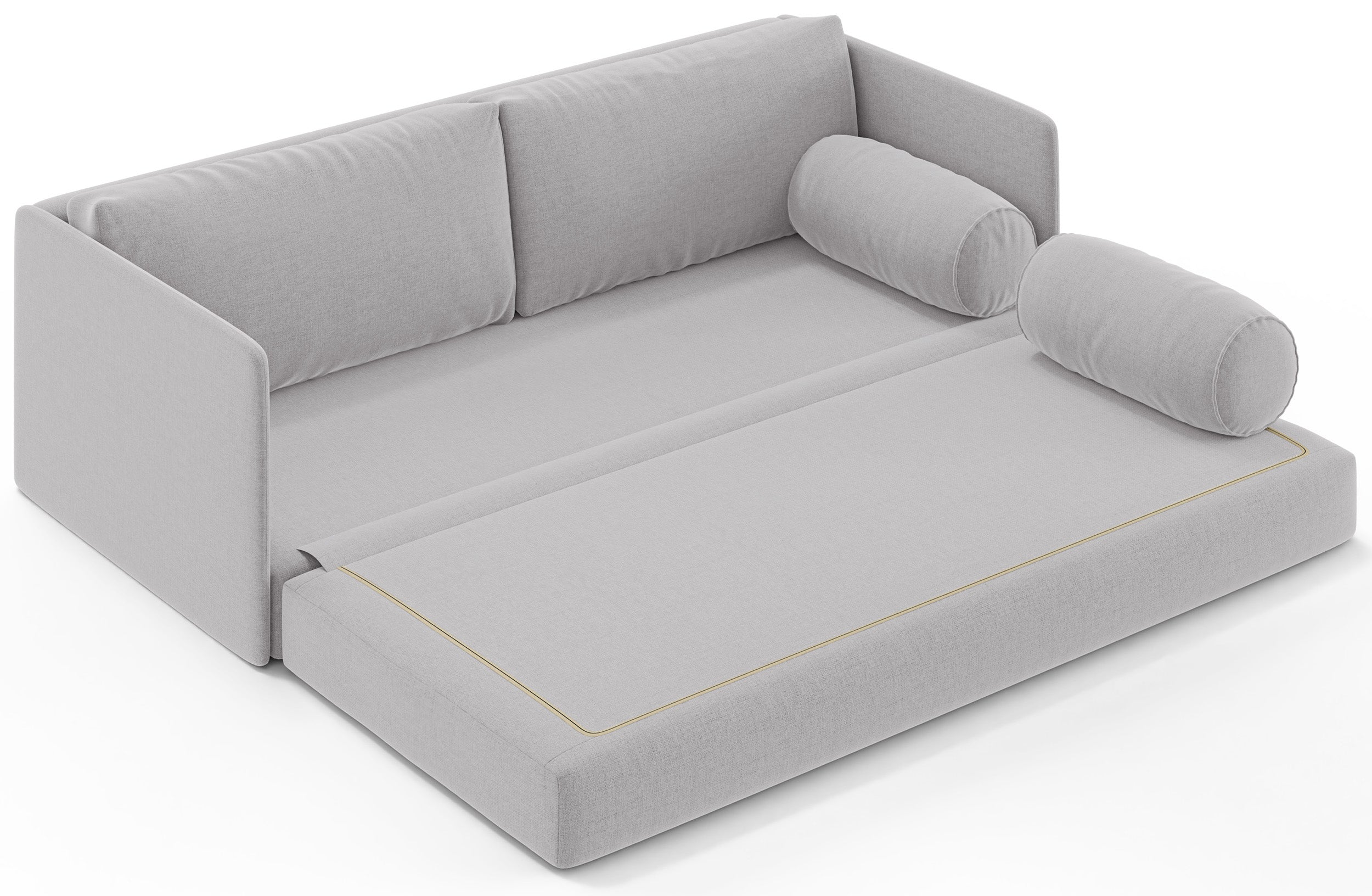 Dreisitziges ausklappbares Sofa Estano in hellgrauem Flechtmuster