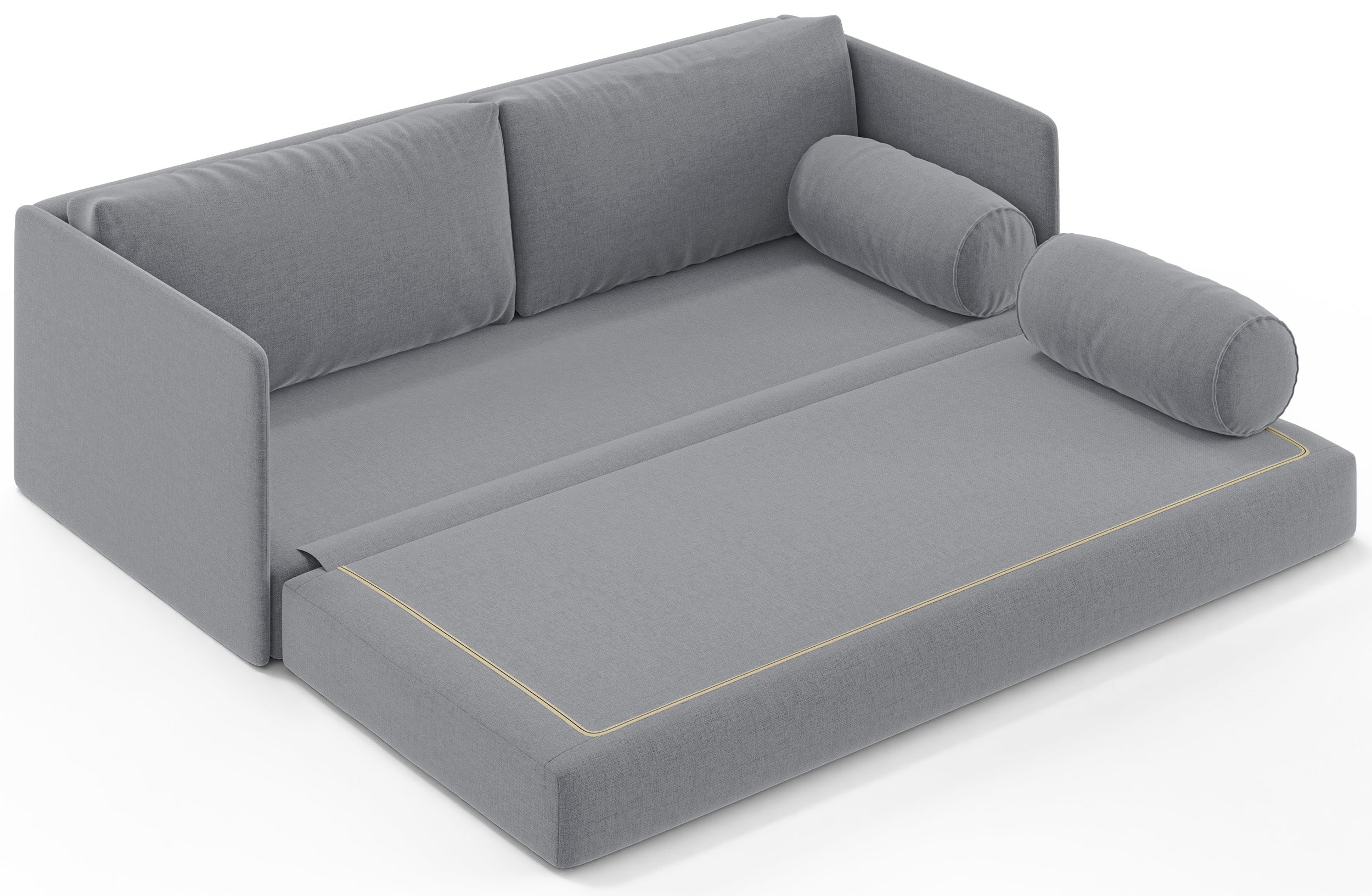 Dreisitziges, ausklappbares Sofa Estano in grauem Flechtmaterial