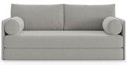 Dreisitziges ausklappbares Sofa Estano in grau-beigem Flechtmuster