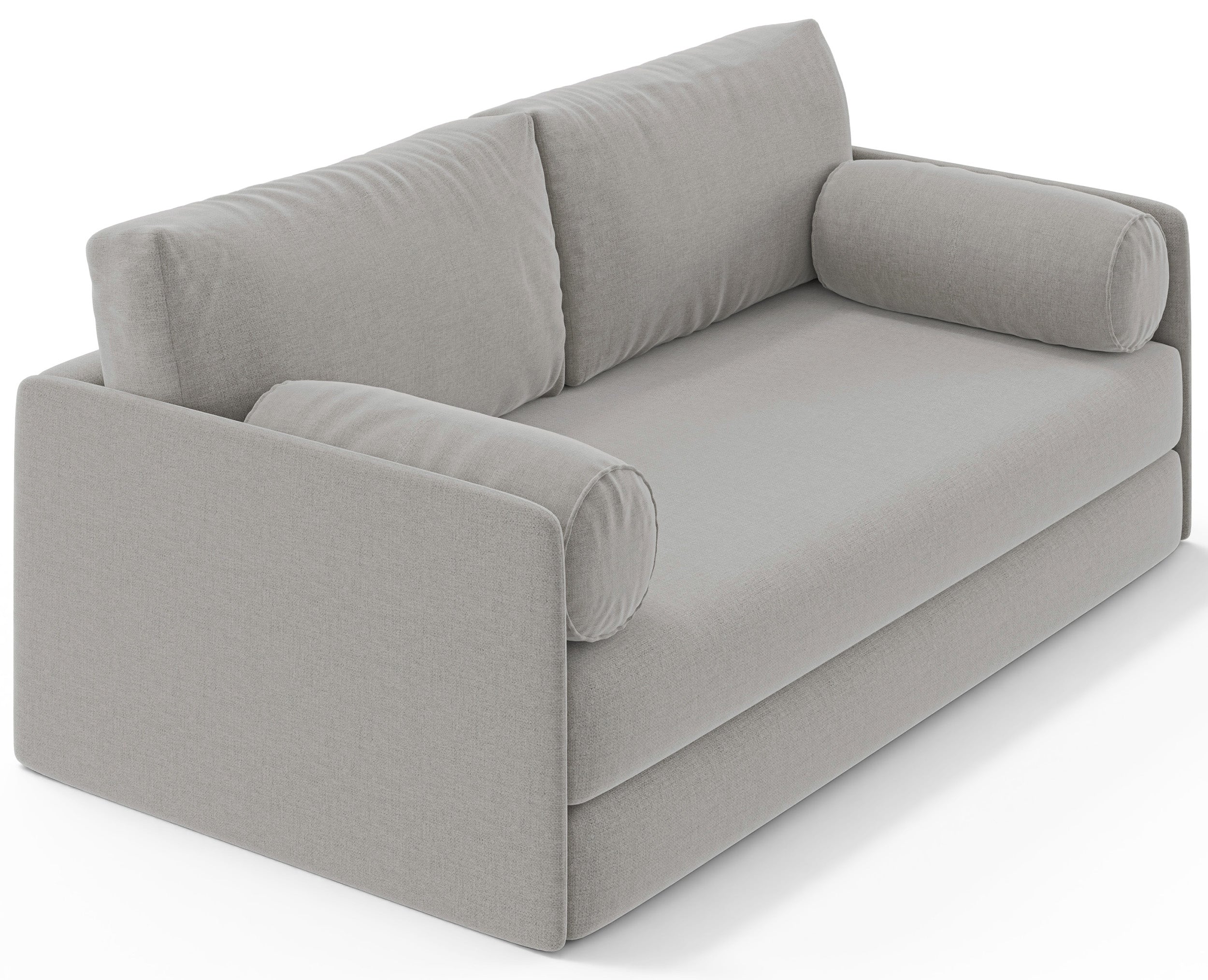 Dreisitziges ausklappbares Sofa Estano in grau-beigem Flechtmuster