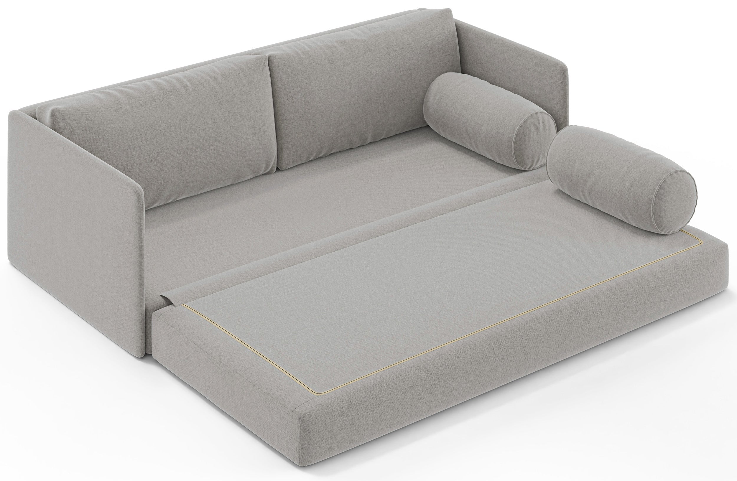 Dreisitziges ausklappbares Sofa Estano in grau-beigem Flechtmuster