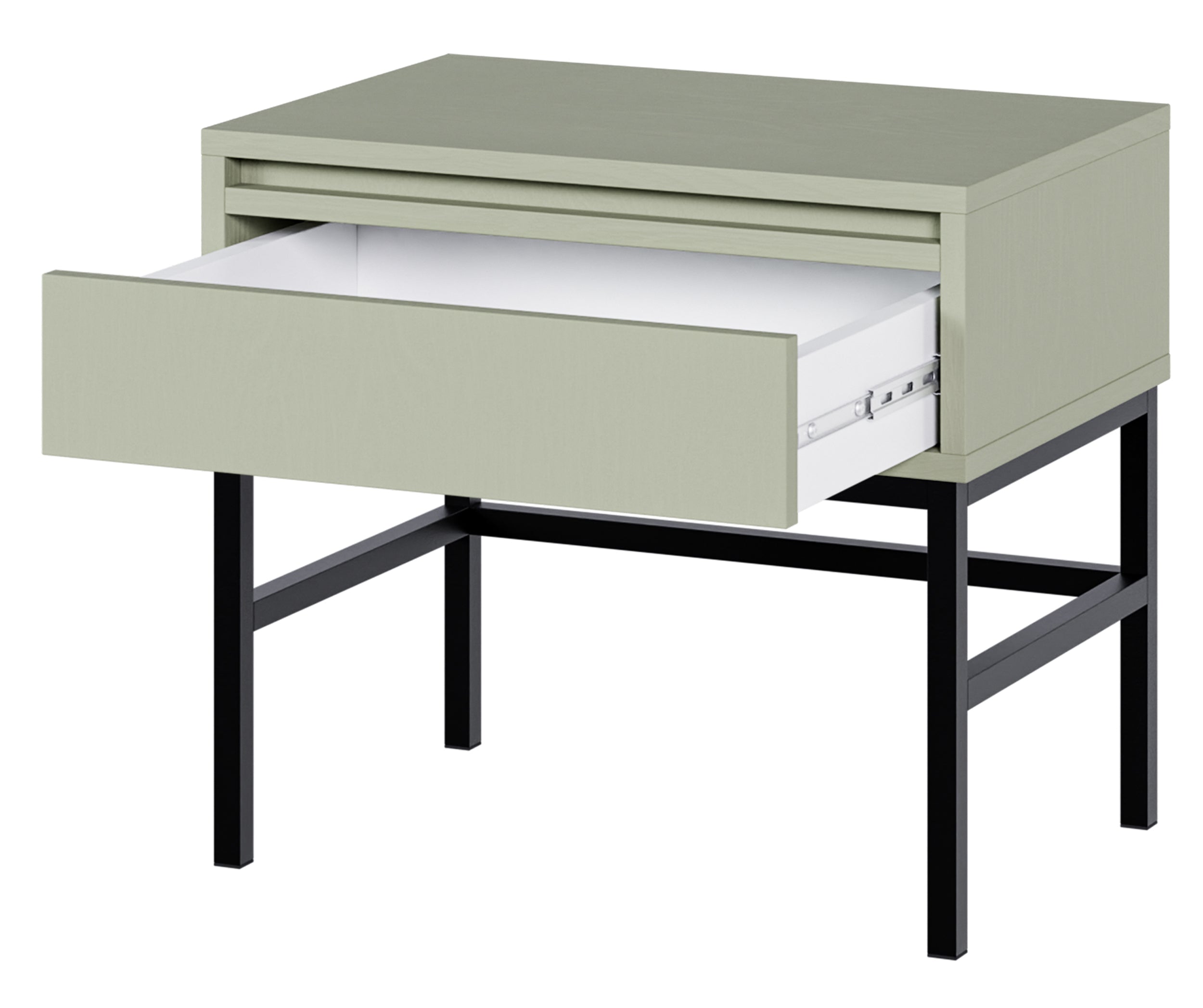 Nachttisch Evo mit Schublade und Gestell 50 cm Salbeigrün