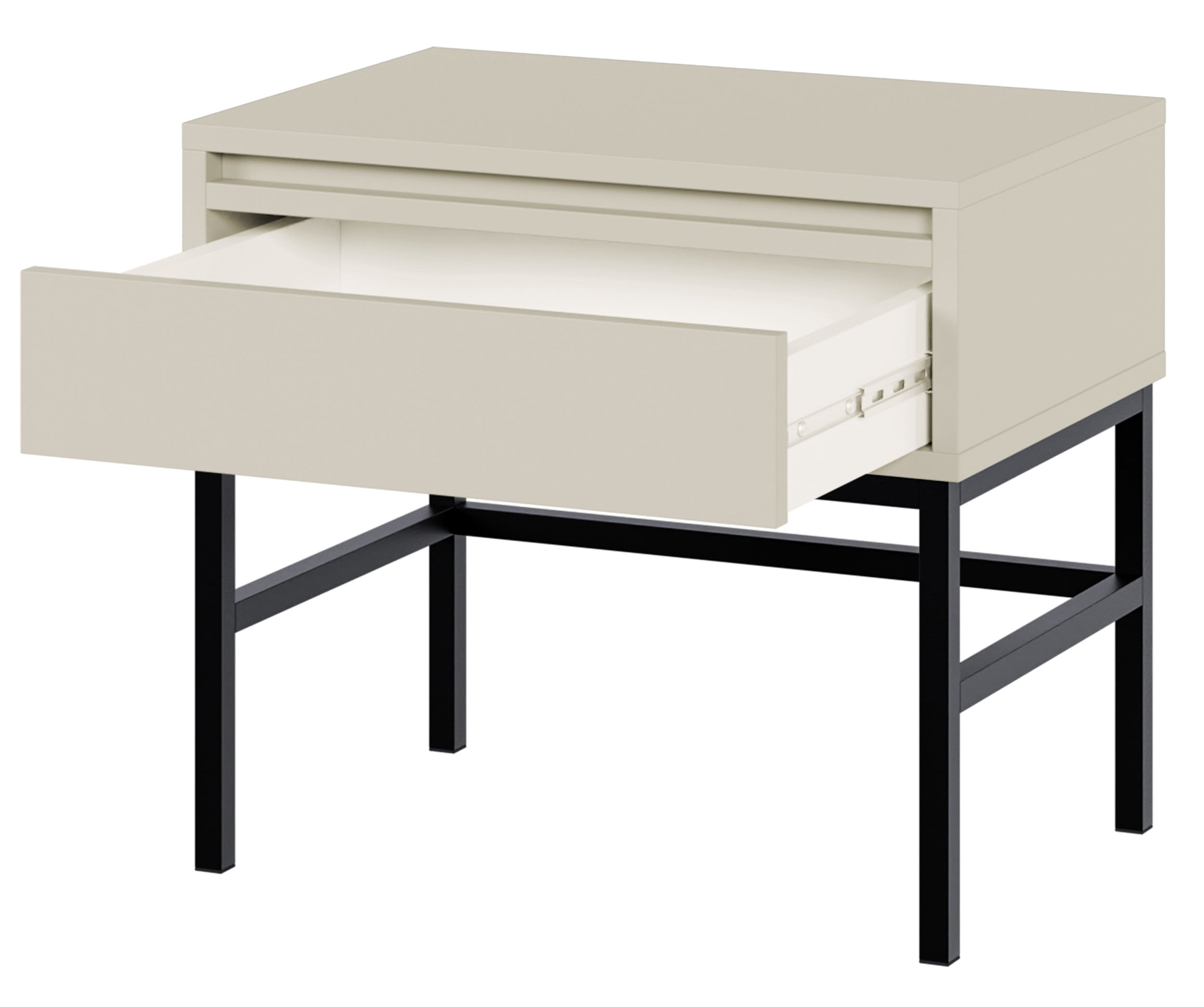 Nachttisch Evo mit Schublade und Rahmen, 50 cm, Kaschmir