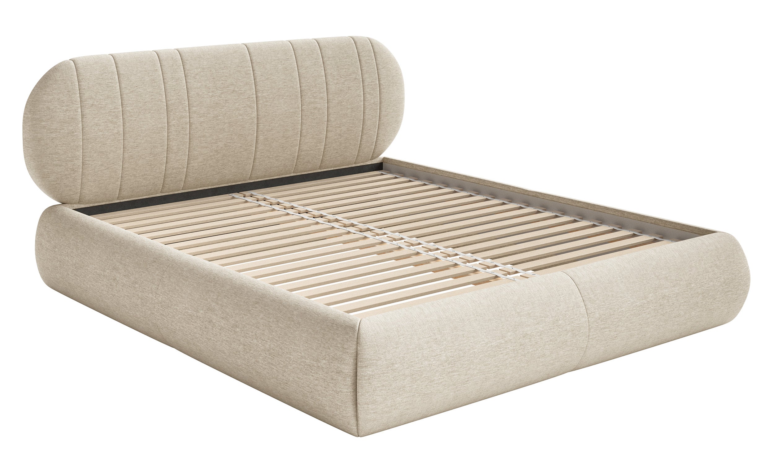 Gepolstertes Bett 140x200 cm Asmelio beige Geflecht