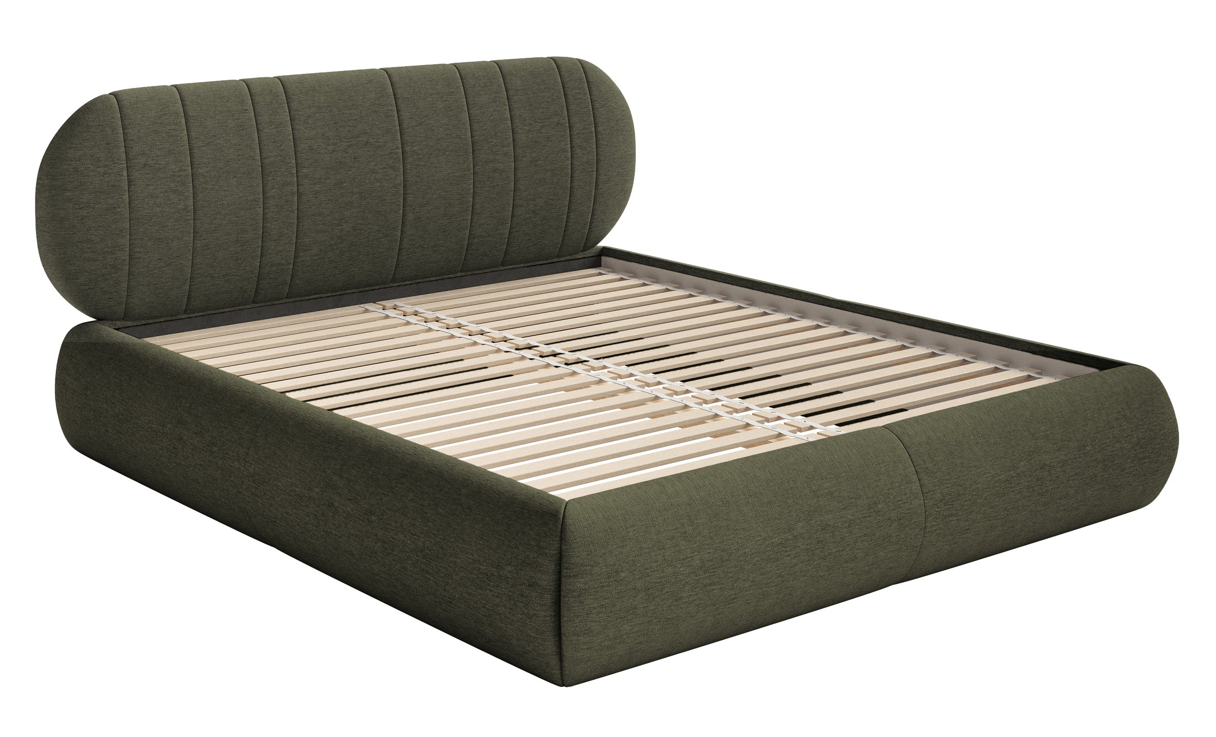 Gepolstertes Bett 140x200 cm Asmelio Khaki Flechtmuster