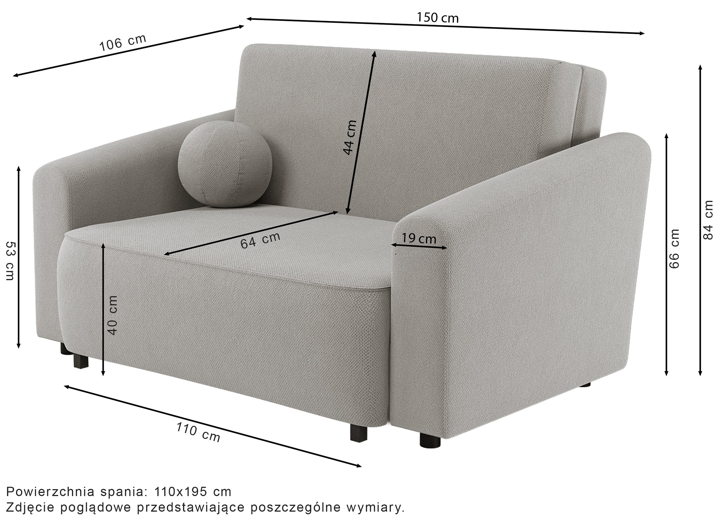 Zweisitziges ausklappbares Sofa Stevio 150 cm mit Stauraum, beige, hydrophobes Chenille