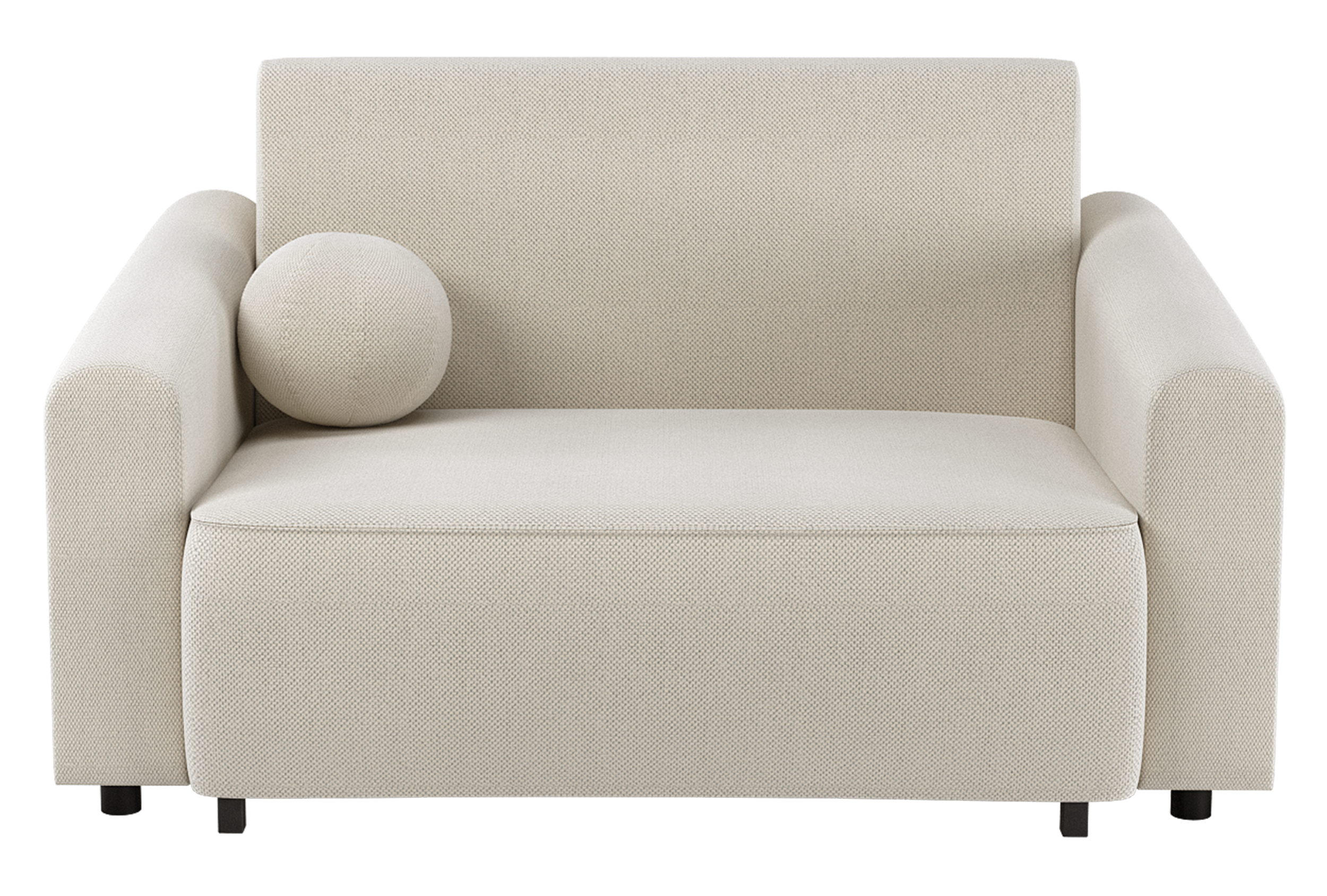 Zweisitziges ausklappbares Sofa Stevio 150 cm mit Stauraum, cremefarben, hydrophobes Chenille