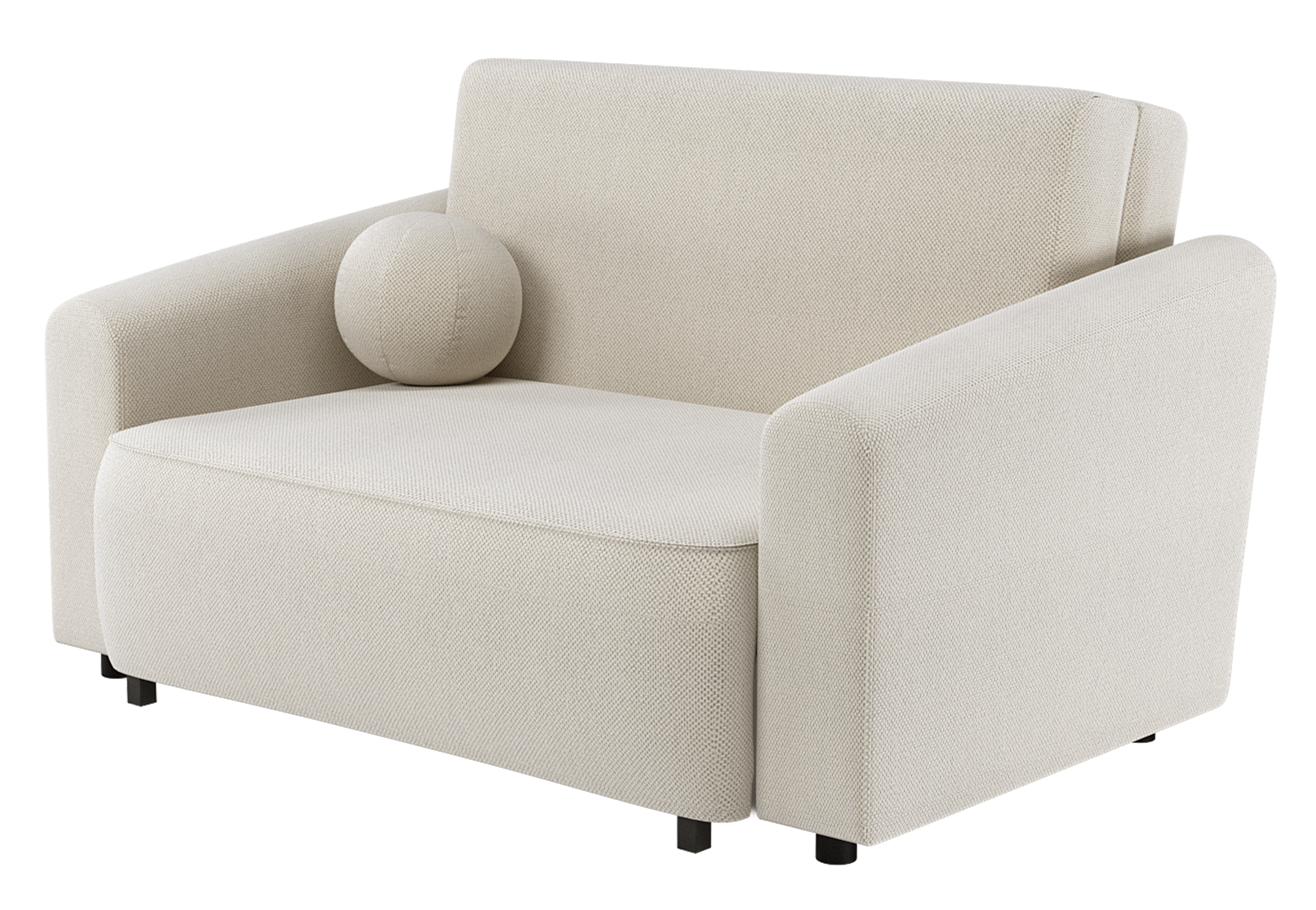 Zweisitziges ausklappbares Sofa Stevio 150 cm mit Stauraum, cremefarben, hydrophobes Chenille