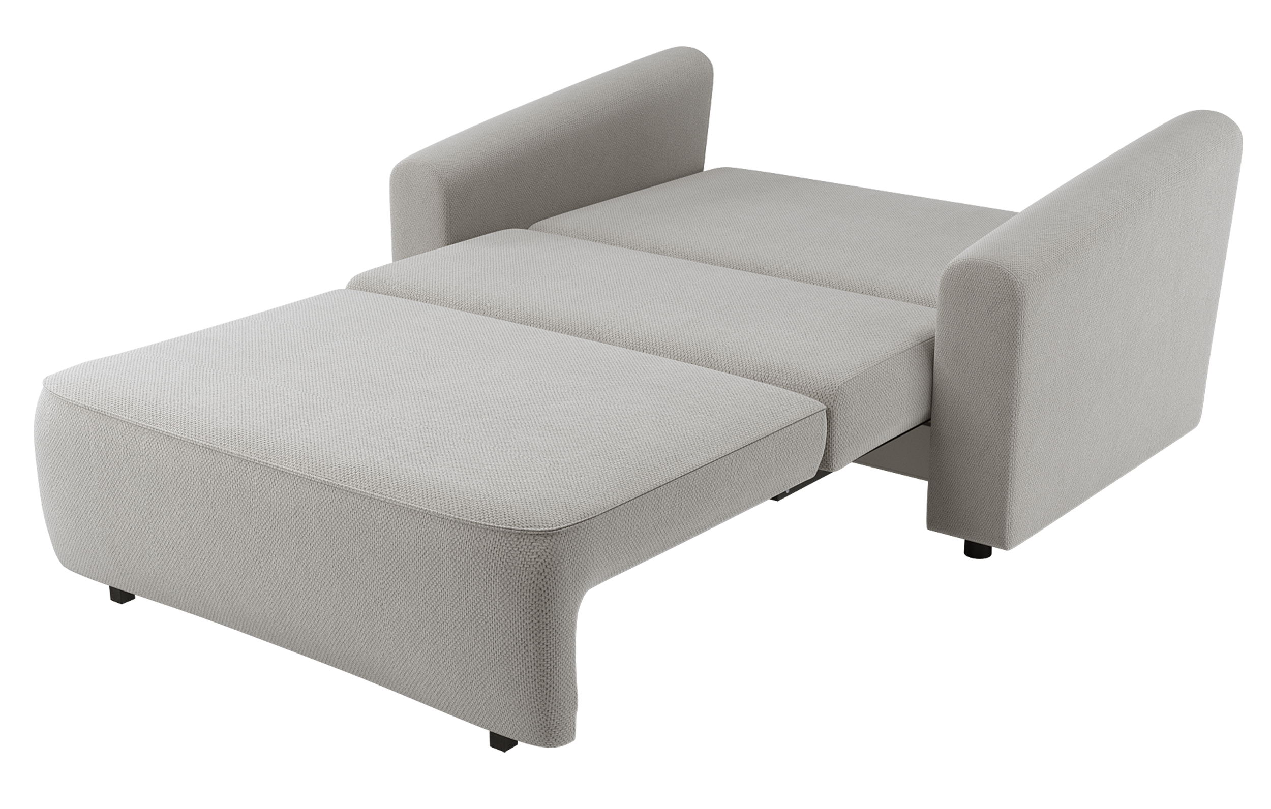 Zweisitziges ausziehbares Sofa Stevio 150 cm mit Stauraum, grau-beiger hydrophober Chenillestoff