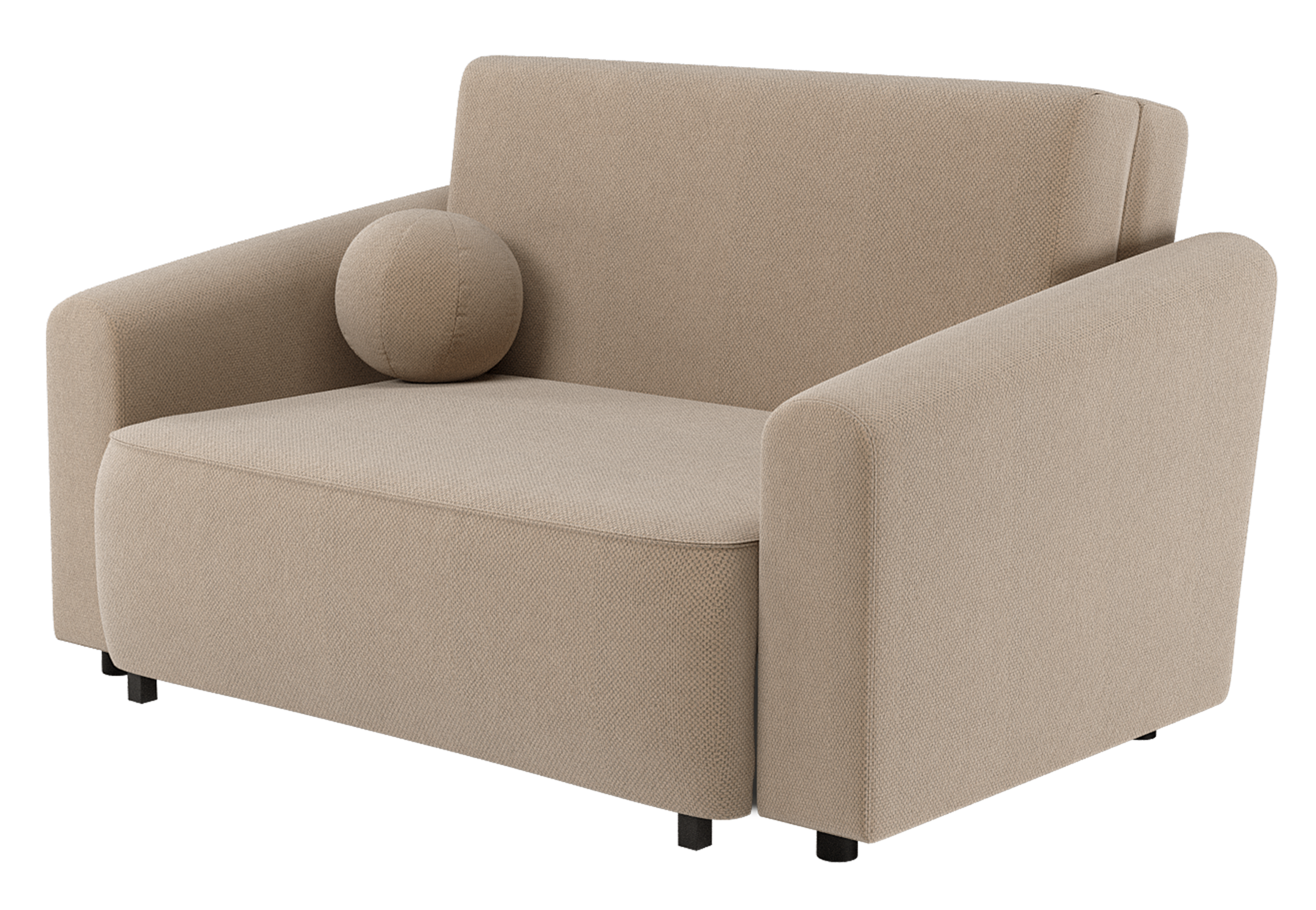 Zweisitziges ausklappbares Sofa Stevio 150 cm mit Stauraum, beige, hydrophobes Chenille