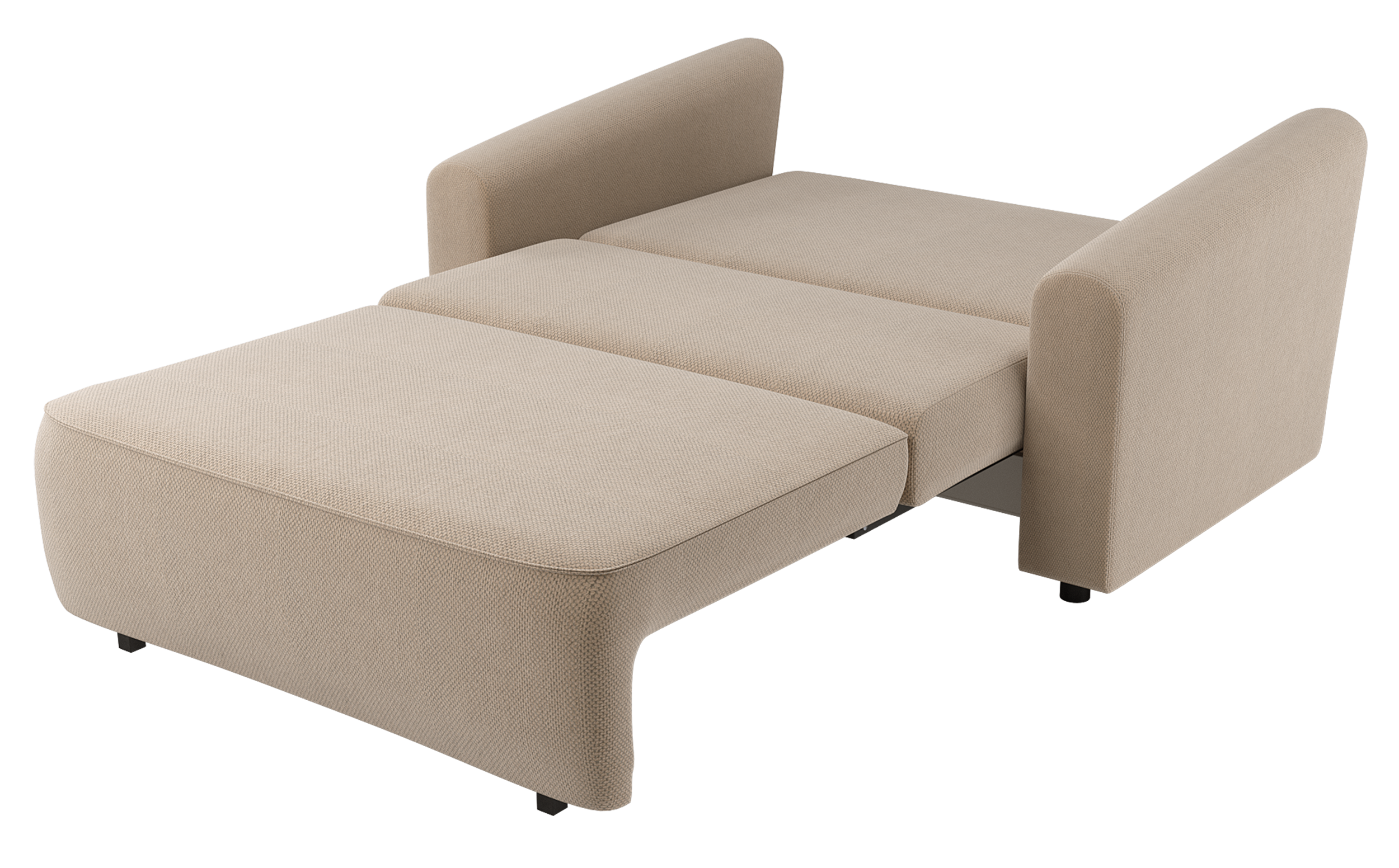 Zweisitziges ausklappbares Sofa Stevio 150 cm mit Stauraum, beige, hydrophobes Chenille