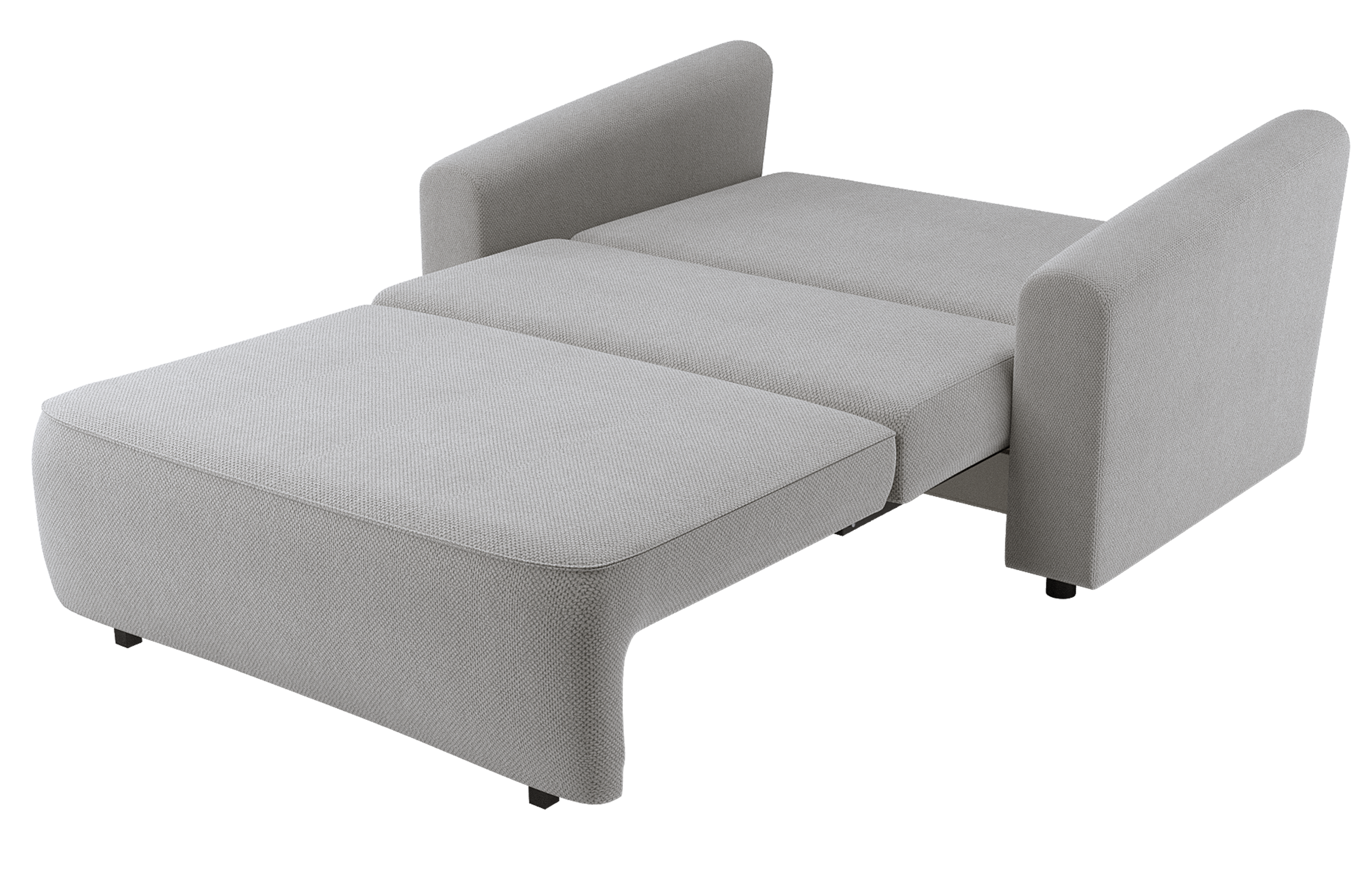 Zweisitziges ausziehbares Sofa Stevio 150 cm mit Stauraum, grauer hydrophober Chenille-Stoff