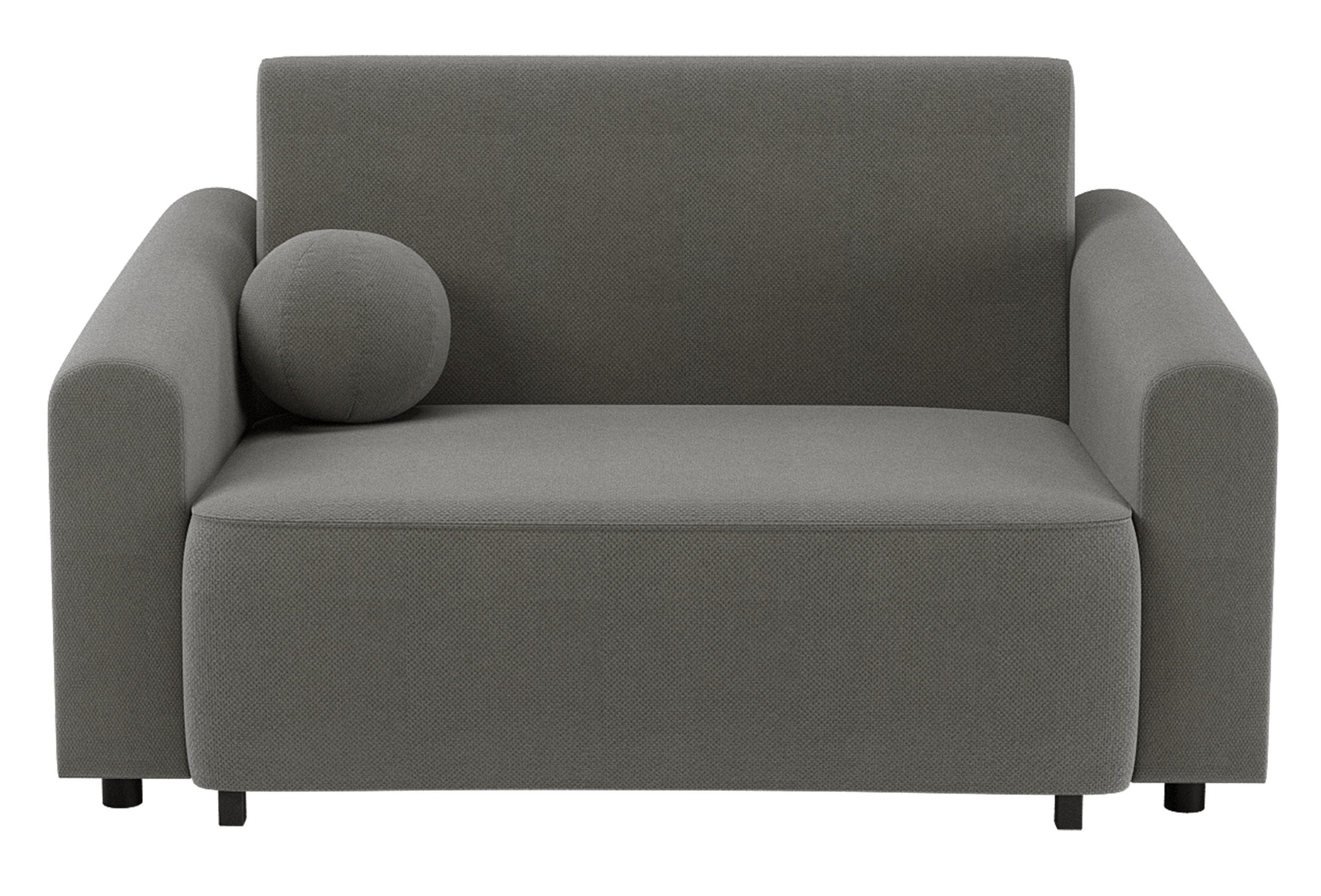Zweisitziges ausklappbares Sofa Stevio 150 cm mit Stauraum, dunkelgrauer hydrophober Chenillestoff