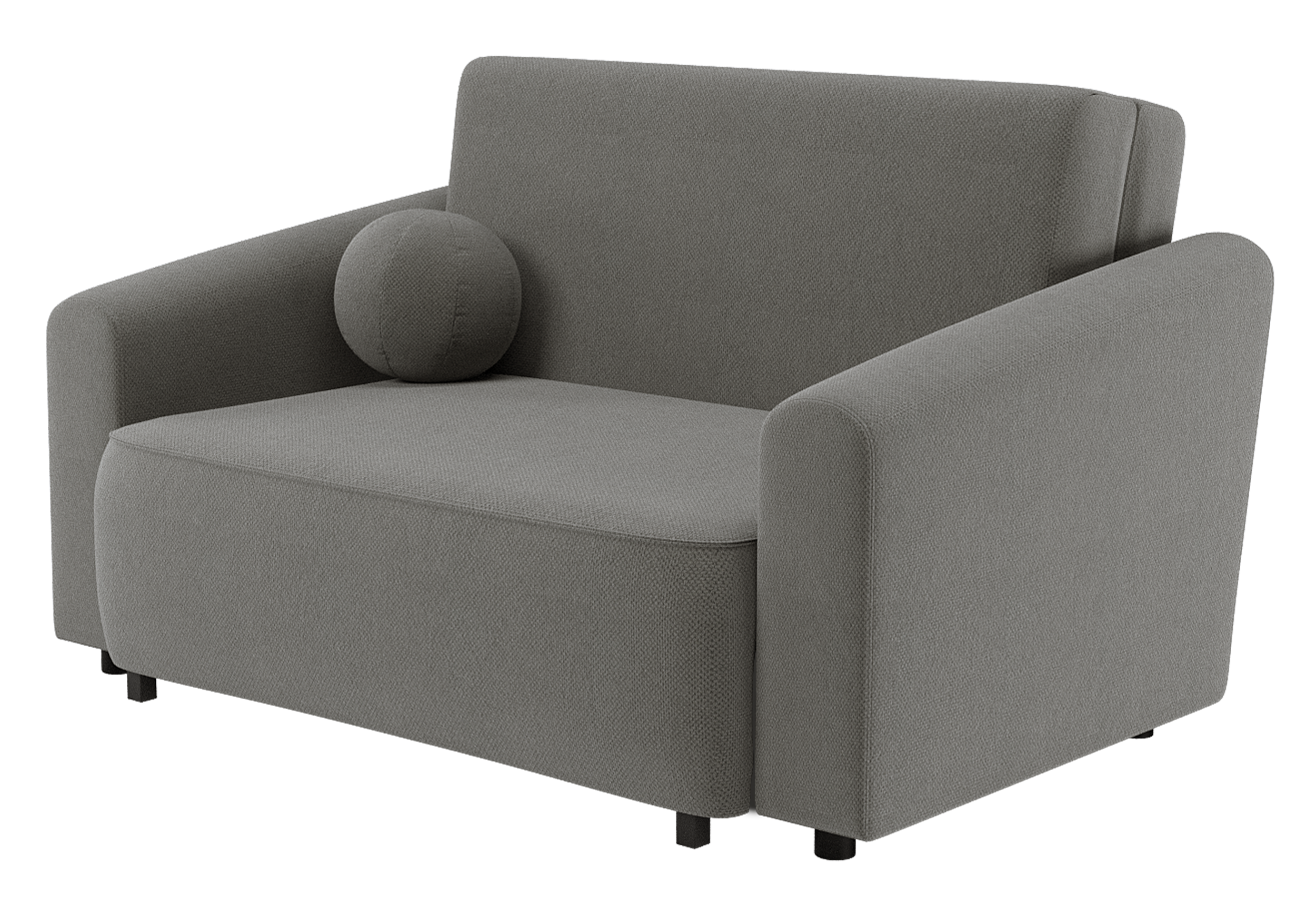 Zweisitziges ausklappbares Sofa Stevio 150 cm mit Stauraum, dunkelgrauer hydrophober Chenillestoff