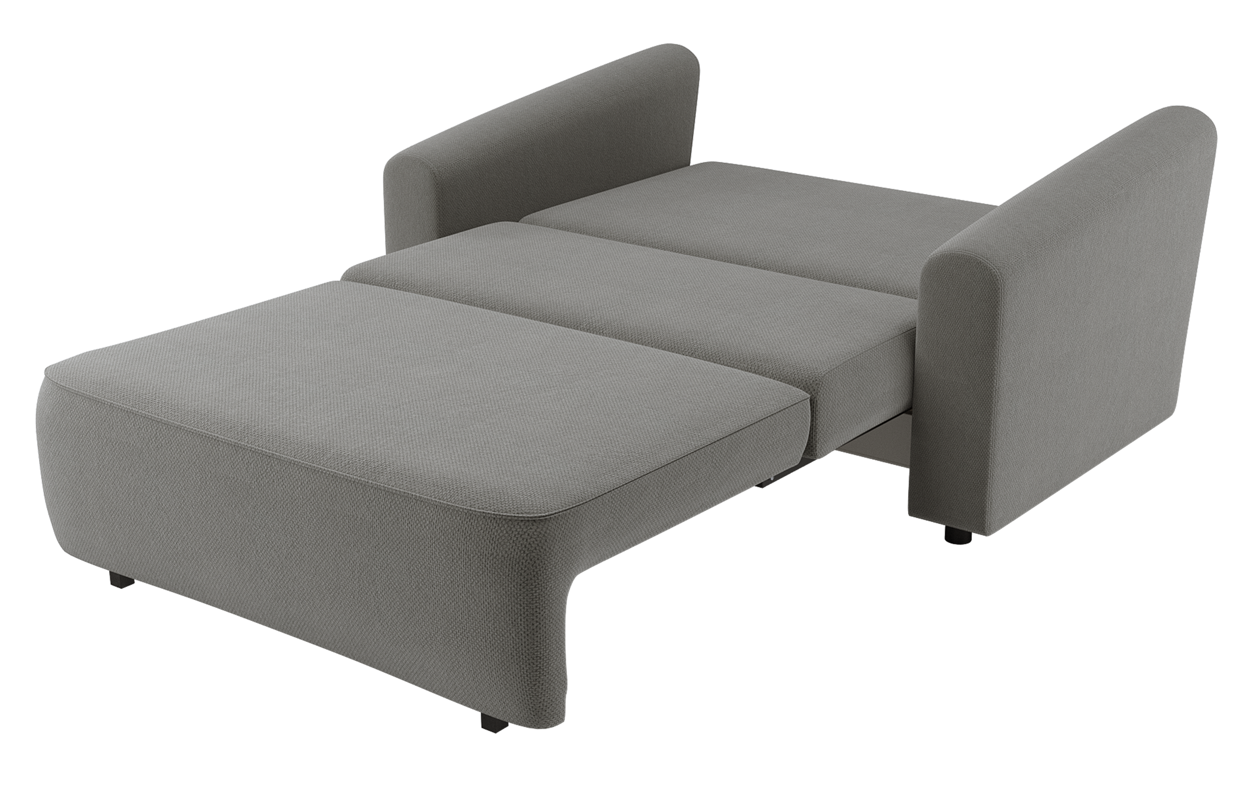 Zweisitziges ausklappbares Sofa Stevio 150 cm mit Stauraum, dunkelgrauer hydrophober Chenillestoff