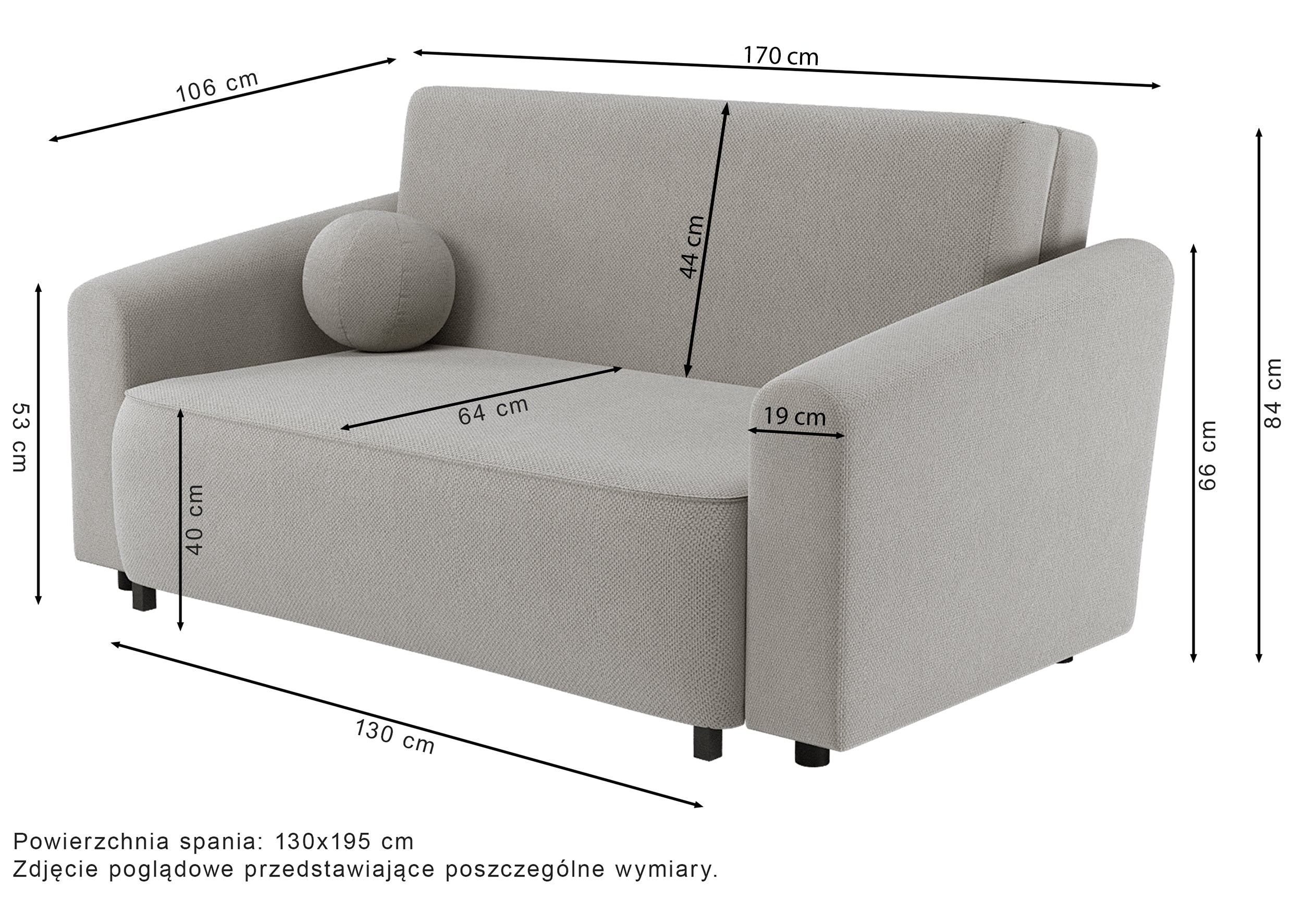 Zweisitziges ausklappbares Sofa Stevio 170 cm mit Stauraum, grauer hydrophober Chenille-Stoff